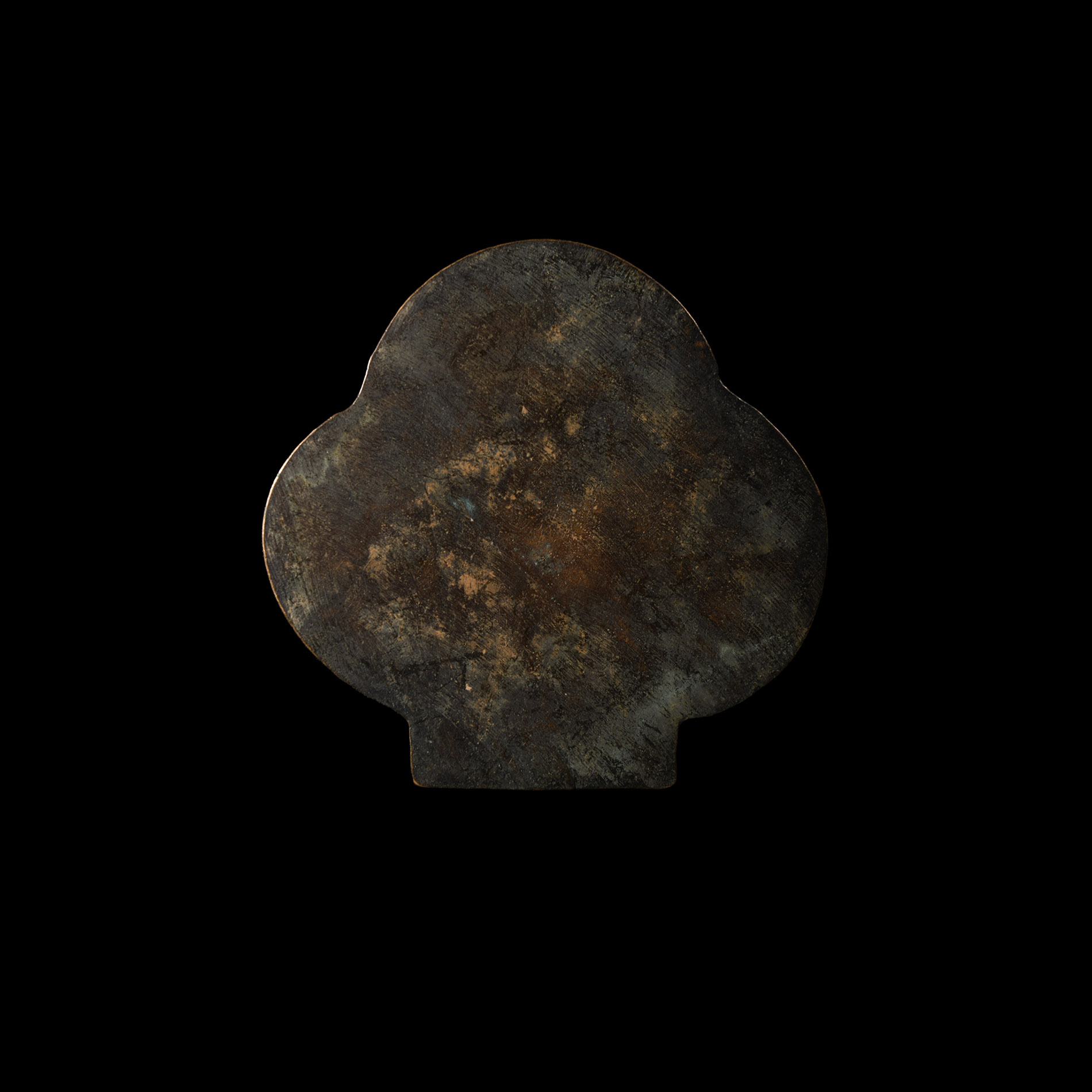 Chinese Bronze Figural Trefoil Mirror