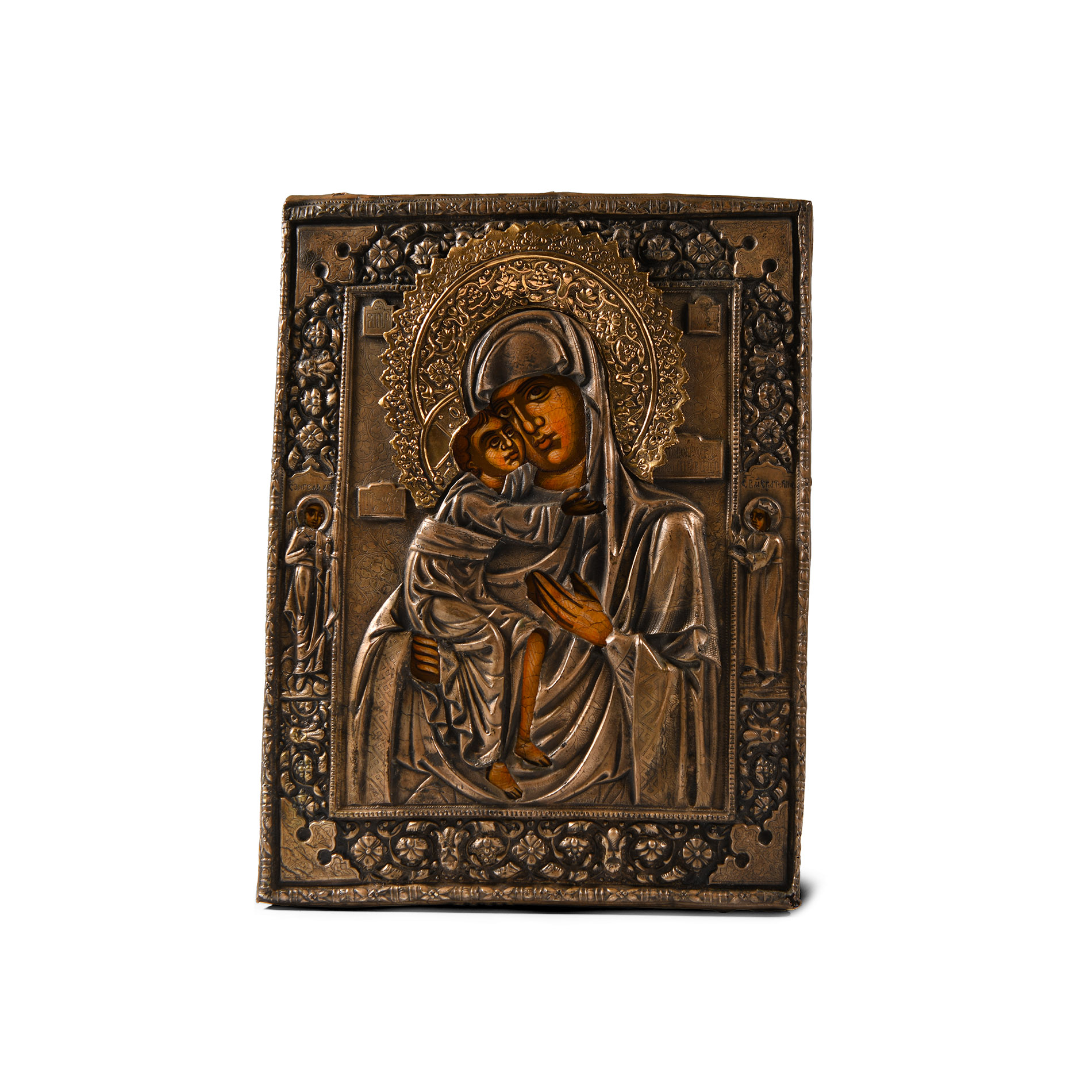 Greek Silver Repousse Theotokos Icon