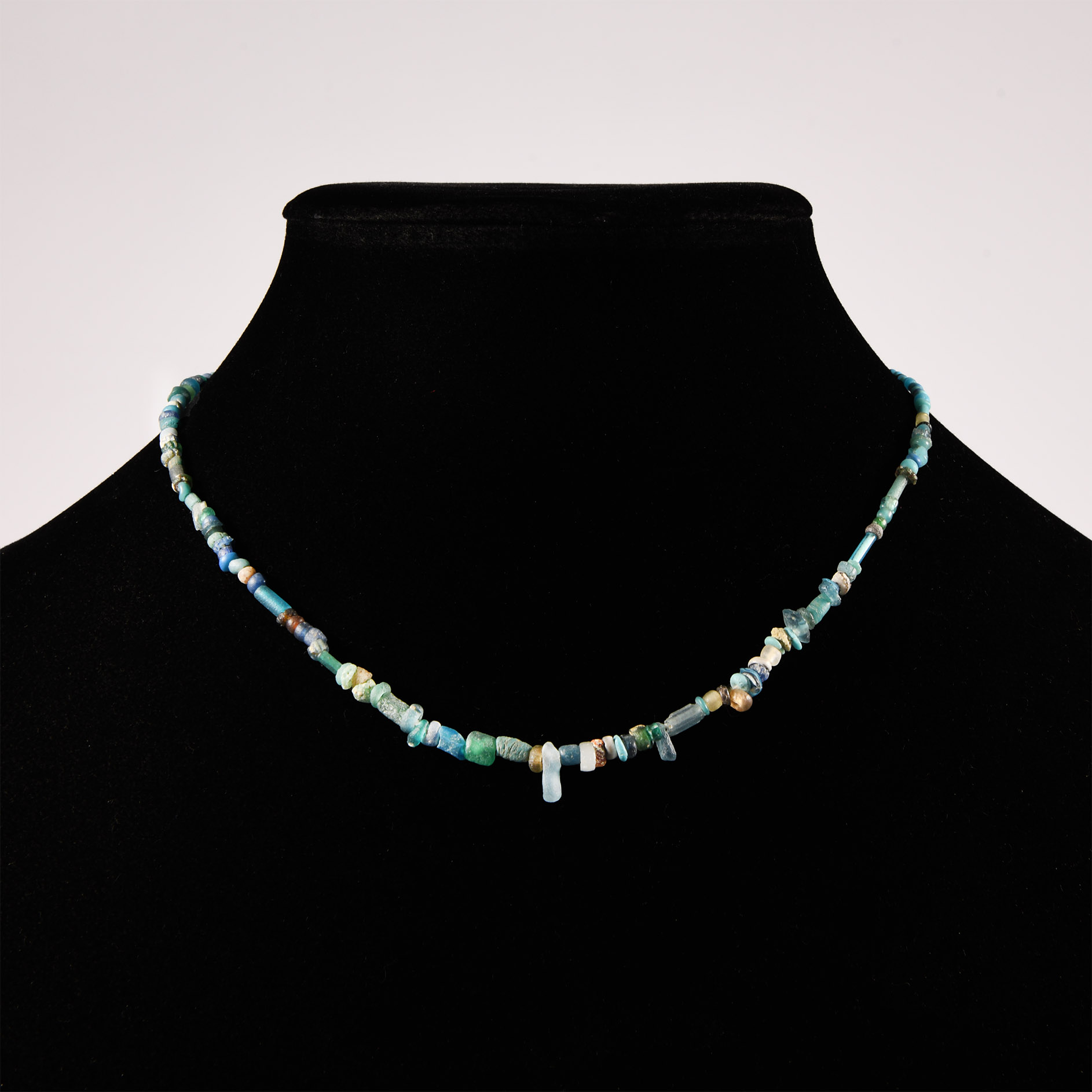 Western Asiatic Mixed Blue Glass Bead Necklace String