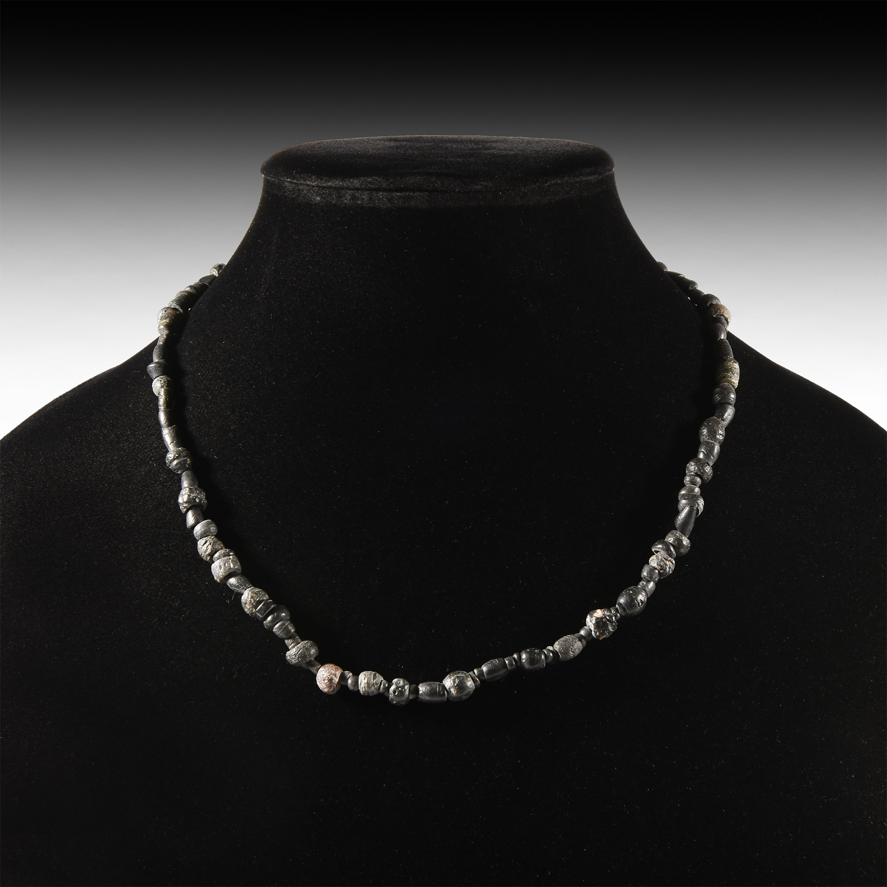 Roman Black Glass and Other Bead Necklace String