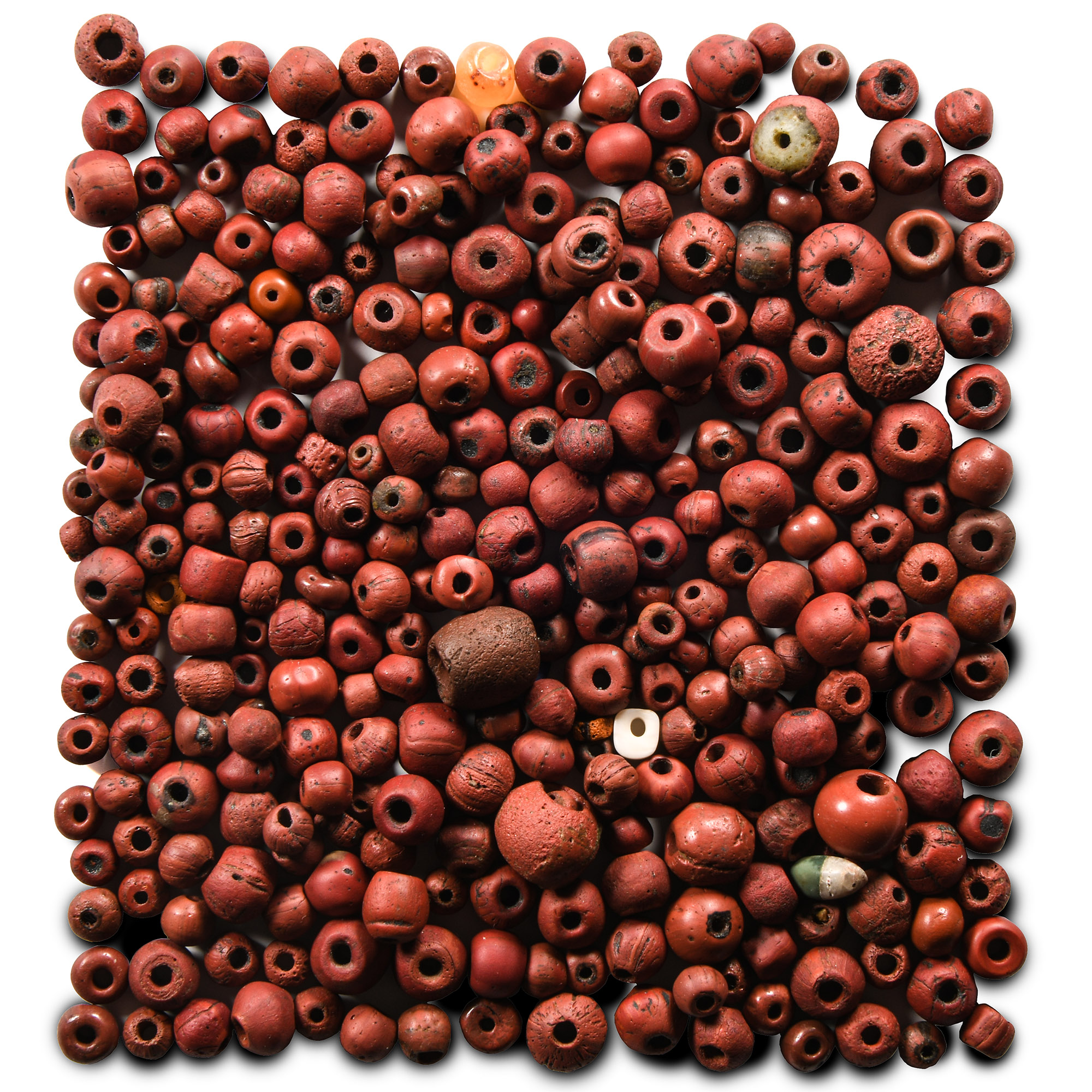 Roman Style Red Glass Necklace Bead Group