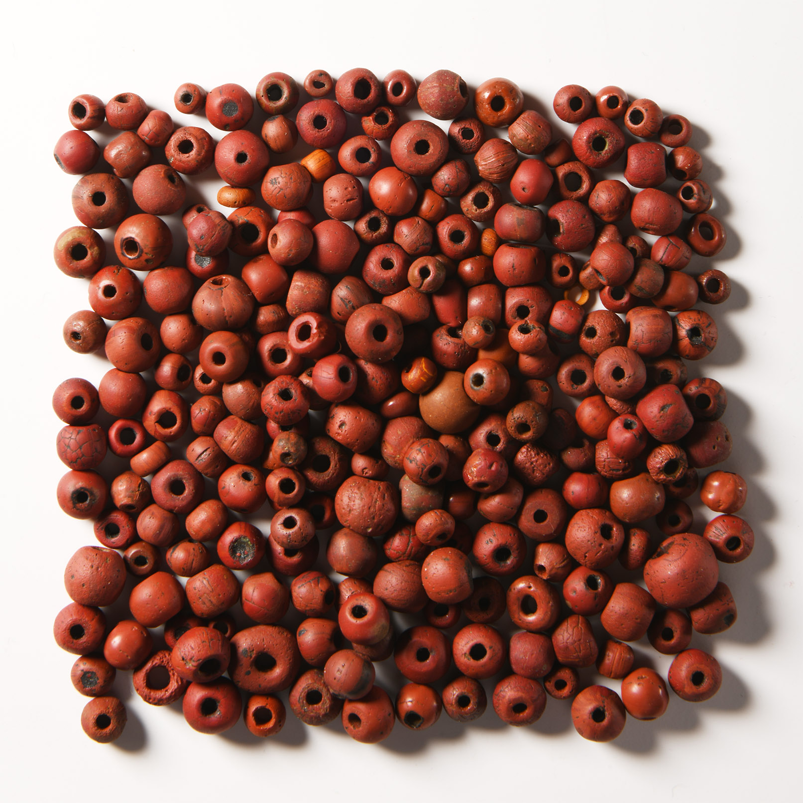 Furnace-Wound Red Glass Necklace Bead Group