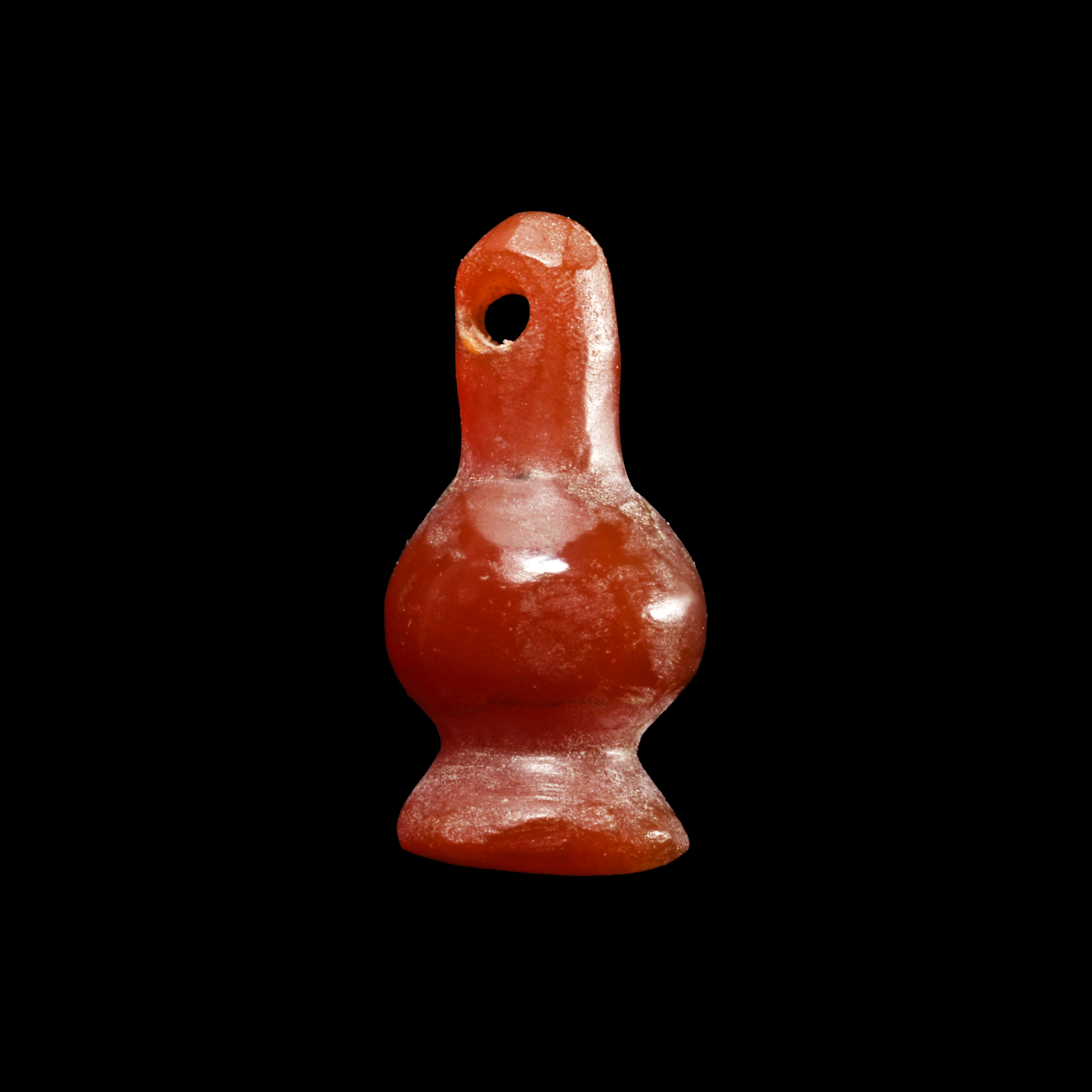 Egyptian Orange Carnelian Poppy Head Amulet