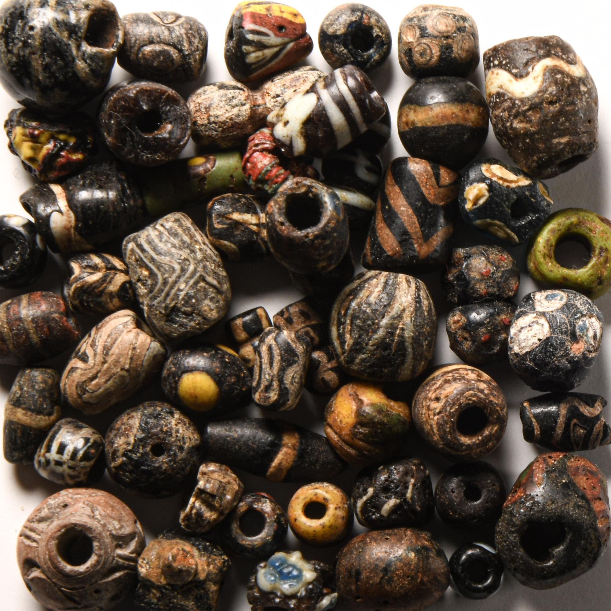 Roman Decorated Glass Necklace Bead Group