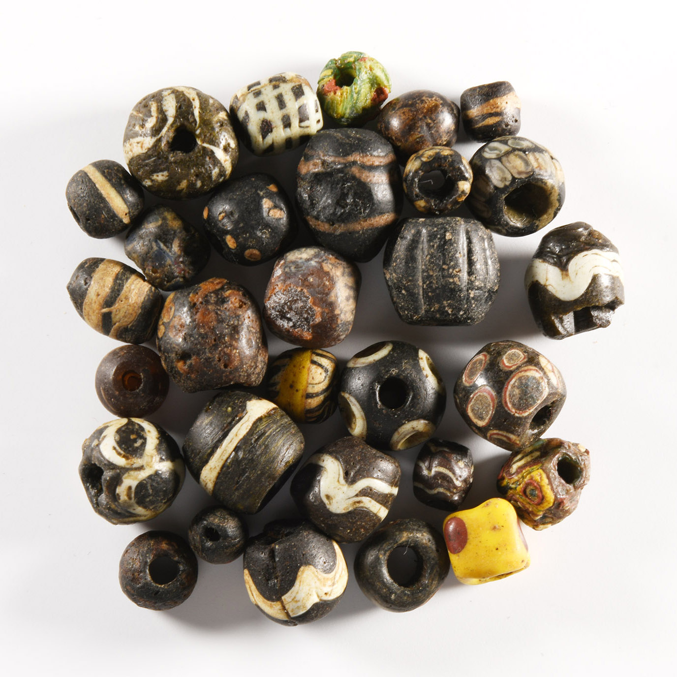 Roman Mosaic and Other Glass Necklace Bead Group