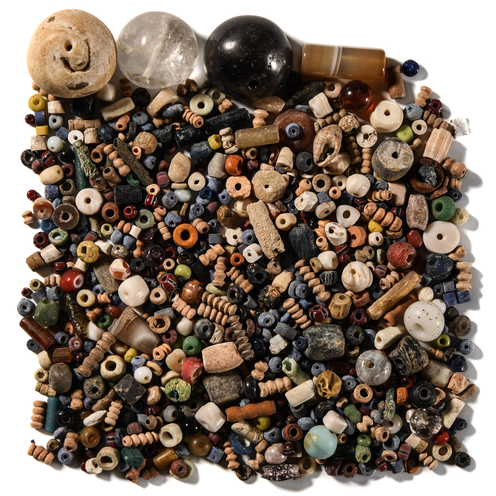 Western Asiatic Mixed Stone and Glass Necklace Bead Collection