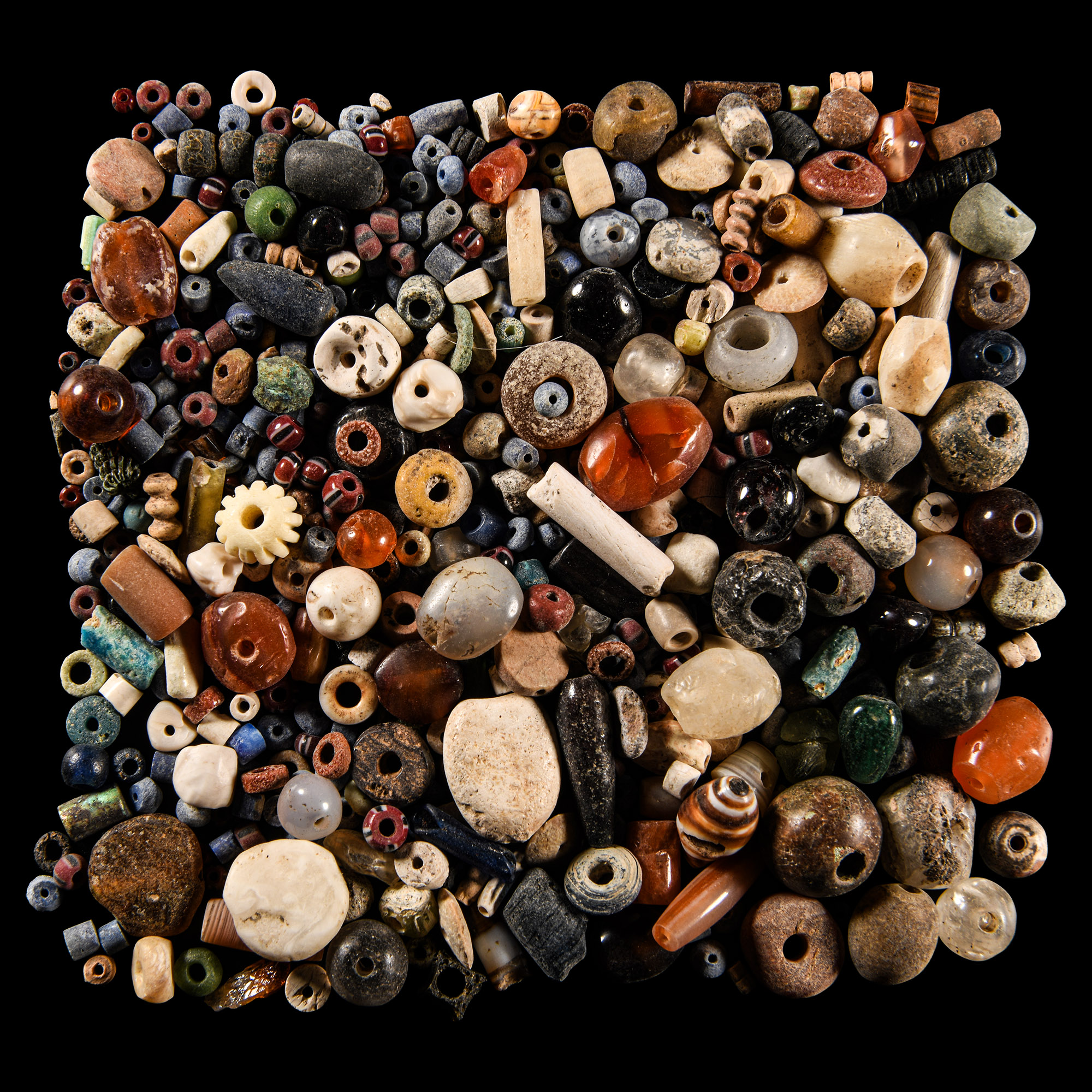 Western Asiatic and Other Mixed Stone and Glass Necklace Bead Collection