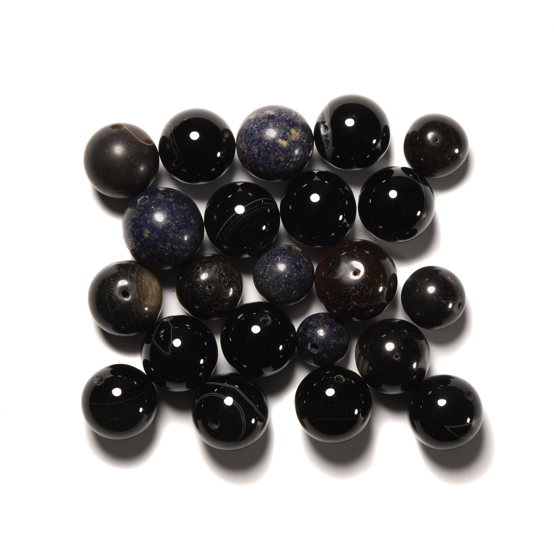 Natural History - Agate and Lapis Lazuli Necklace Bead Group