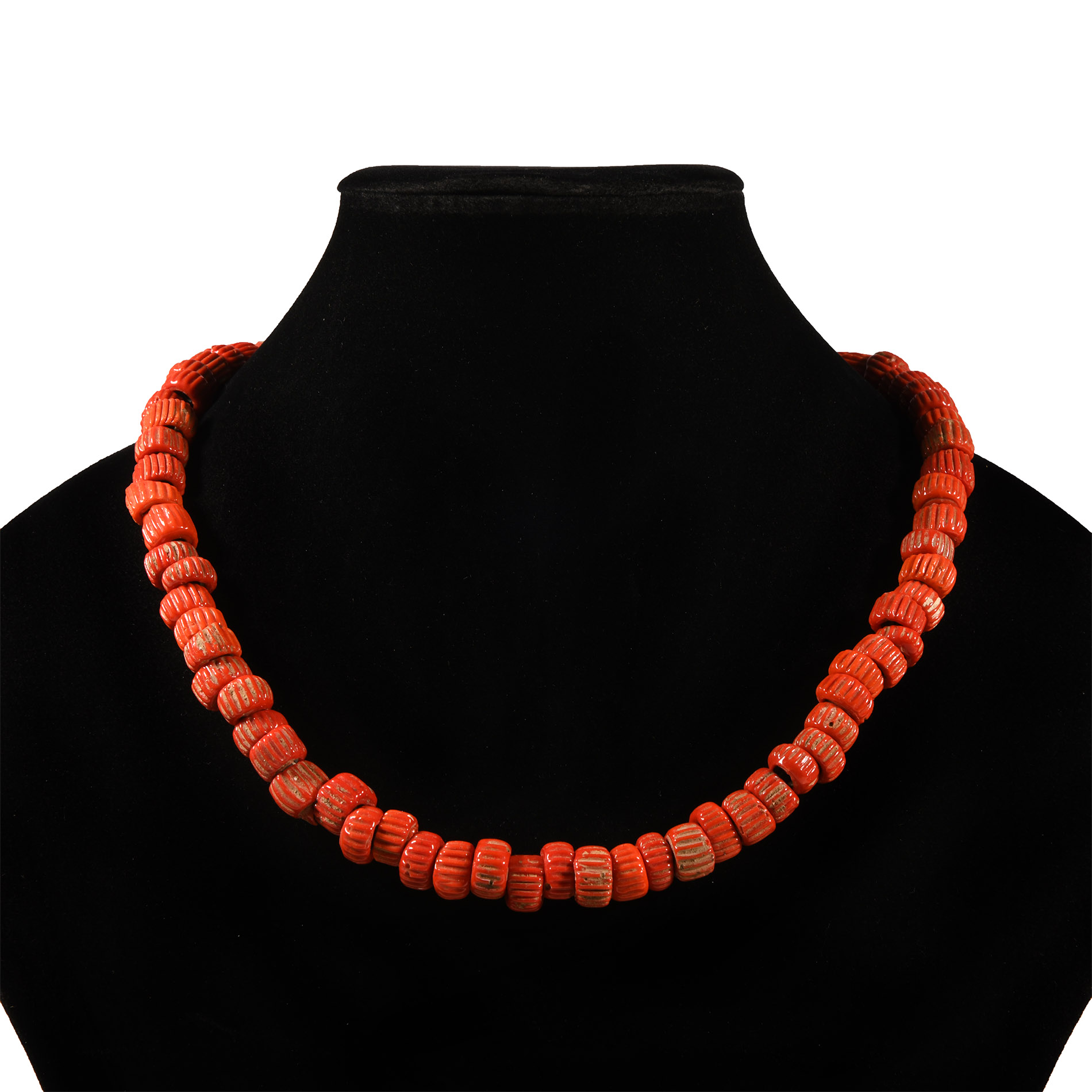 Post Medieval or Later Red Glass Bead Necklace String