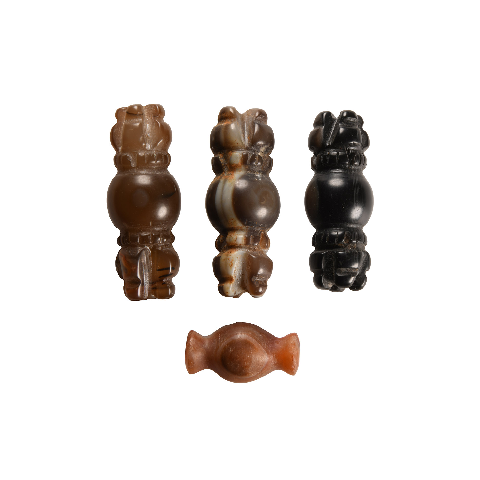 Carved Agate Amuletic Bead Group