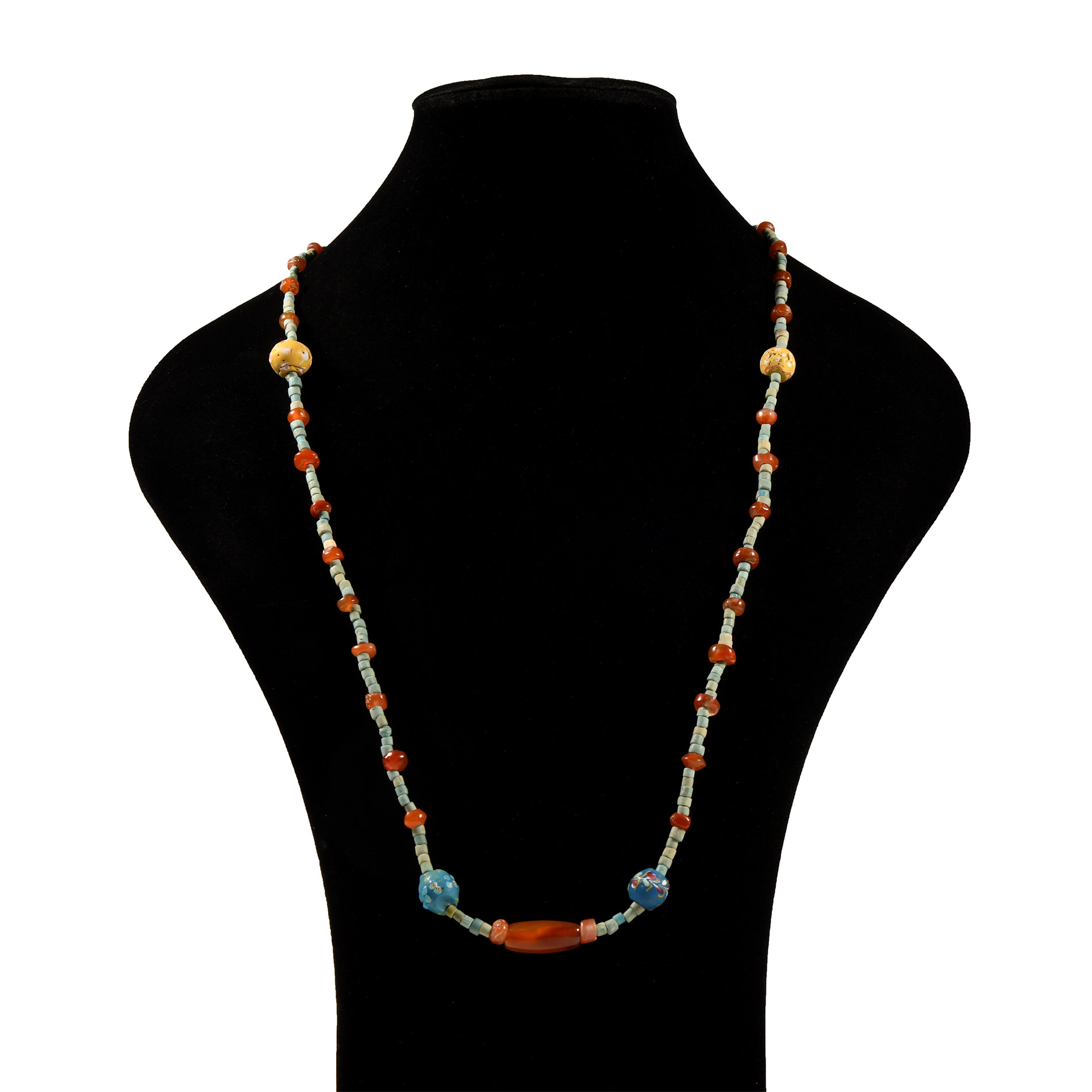 Western Asiatic Faience and Carnelian Bead Designer Necklace