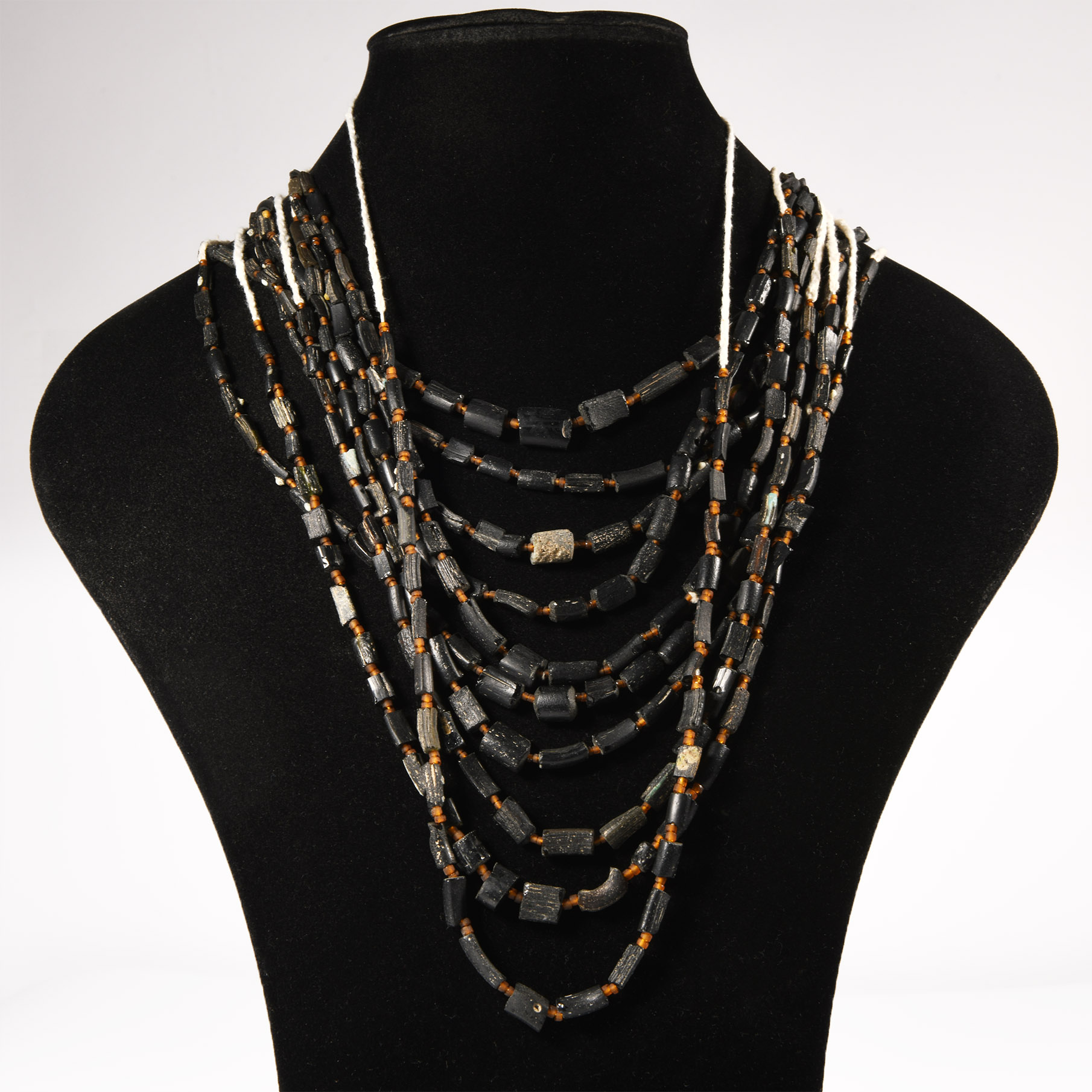 Black and Other Glass Bead Necklace String Collection