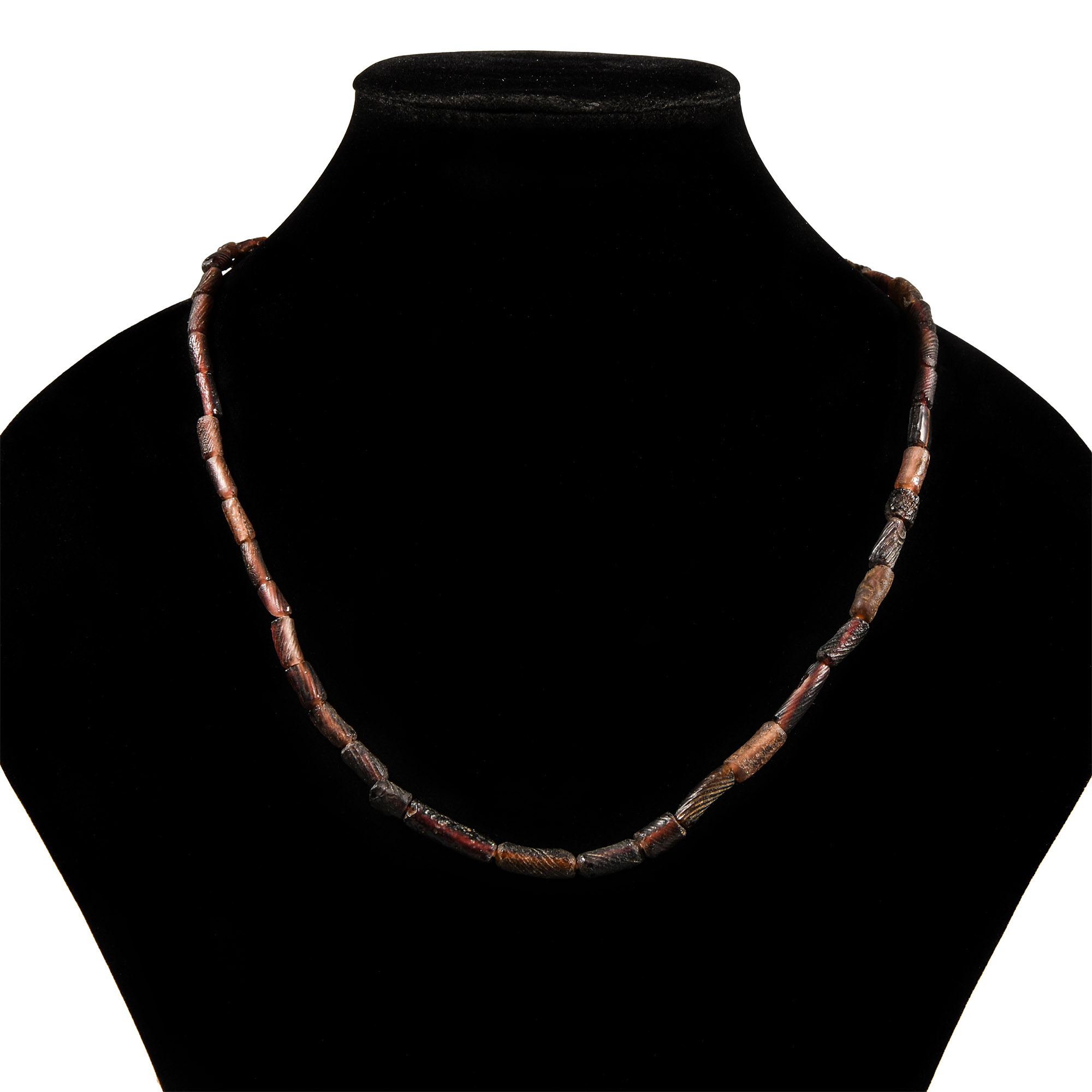 Decorated Aubergine Glass Bead Necklace String