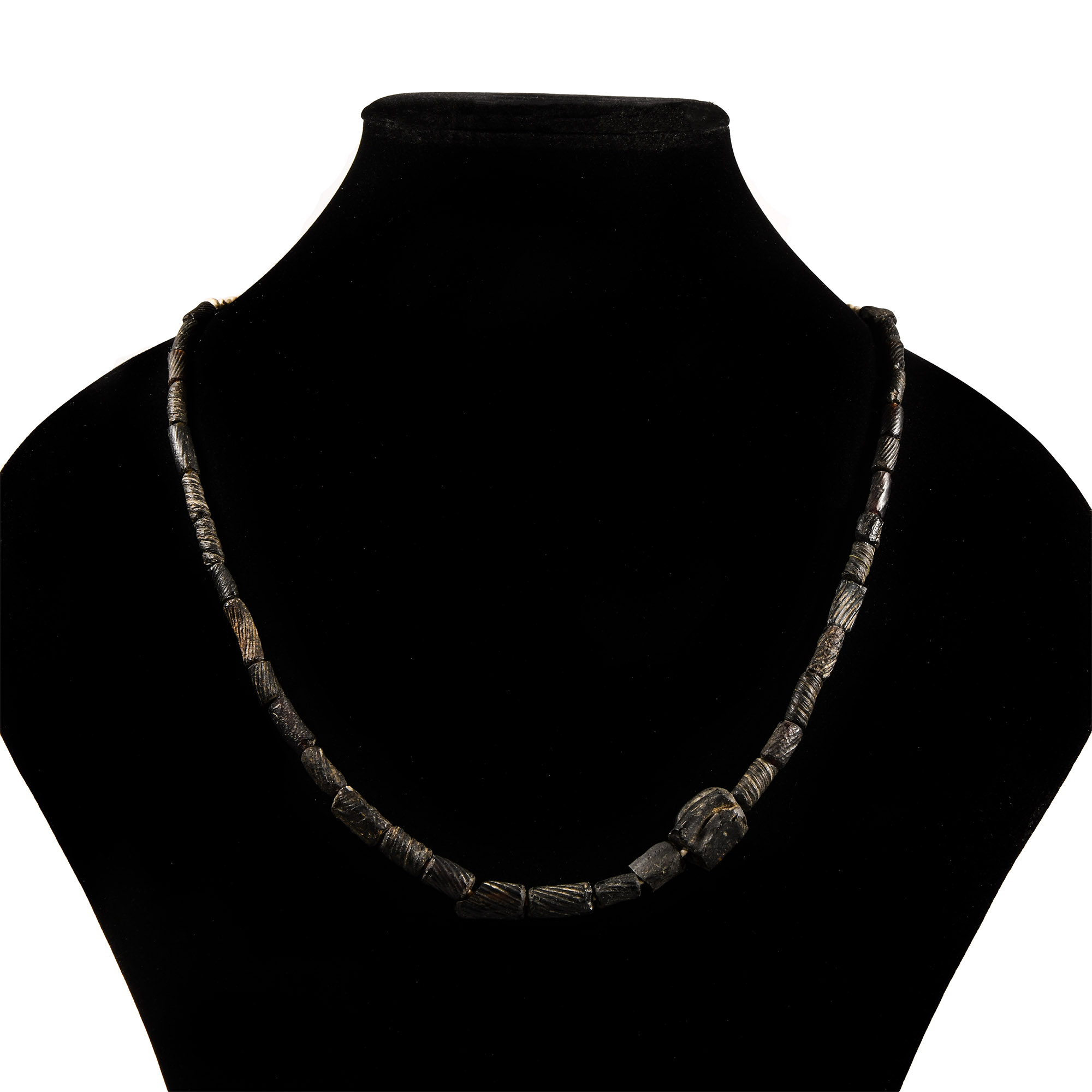Roman Decorated Black Glass Bead Necklace String
