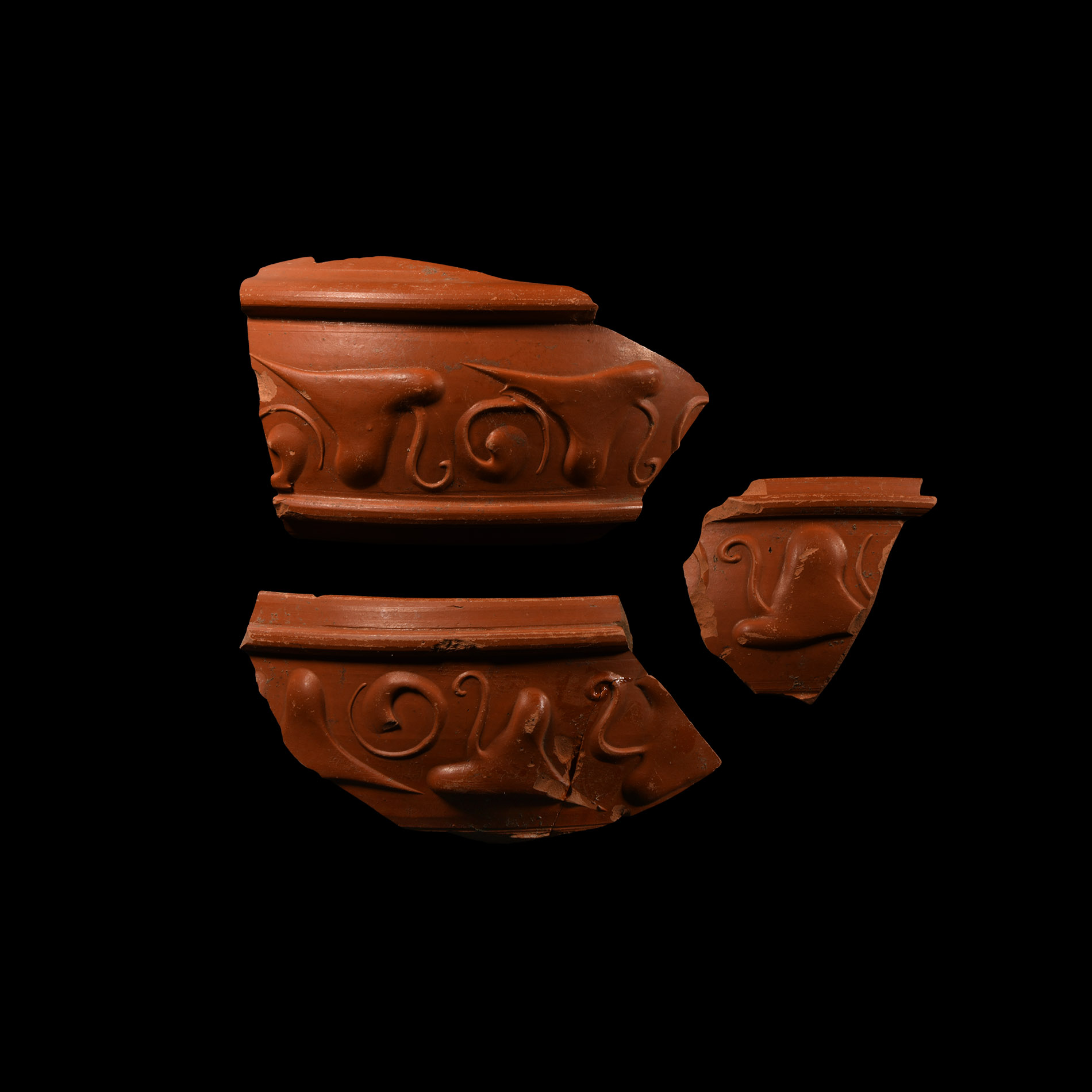 Roman Samian Ware Decorated Bowl Fragments