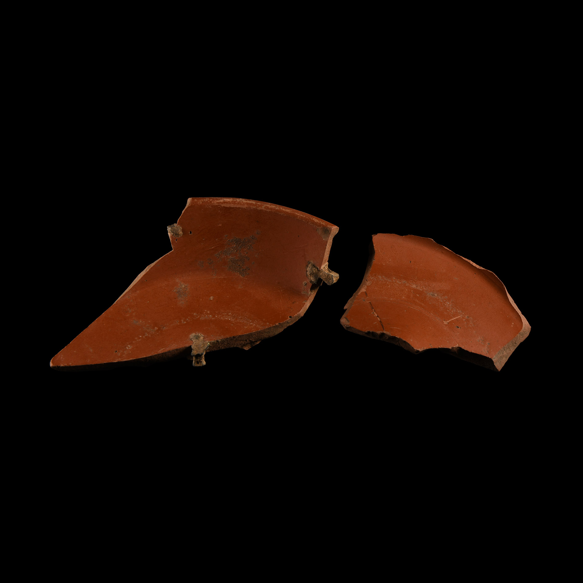 Roman Samian Ware Dish Fragments one with Ancient Repairs