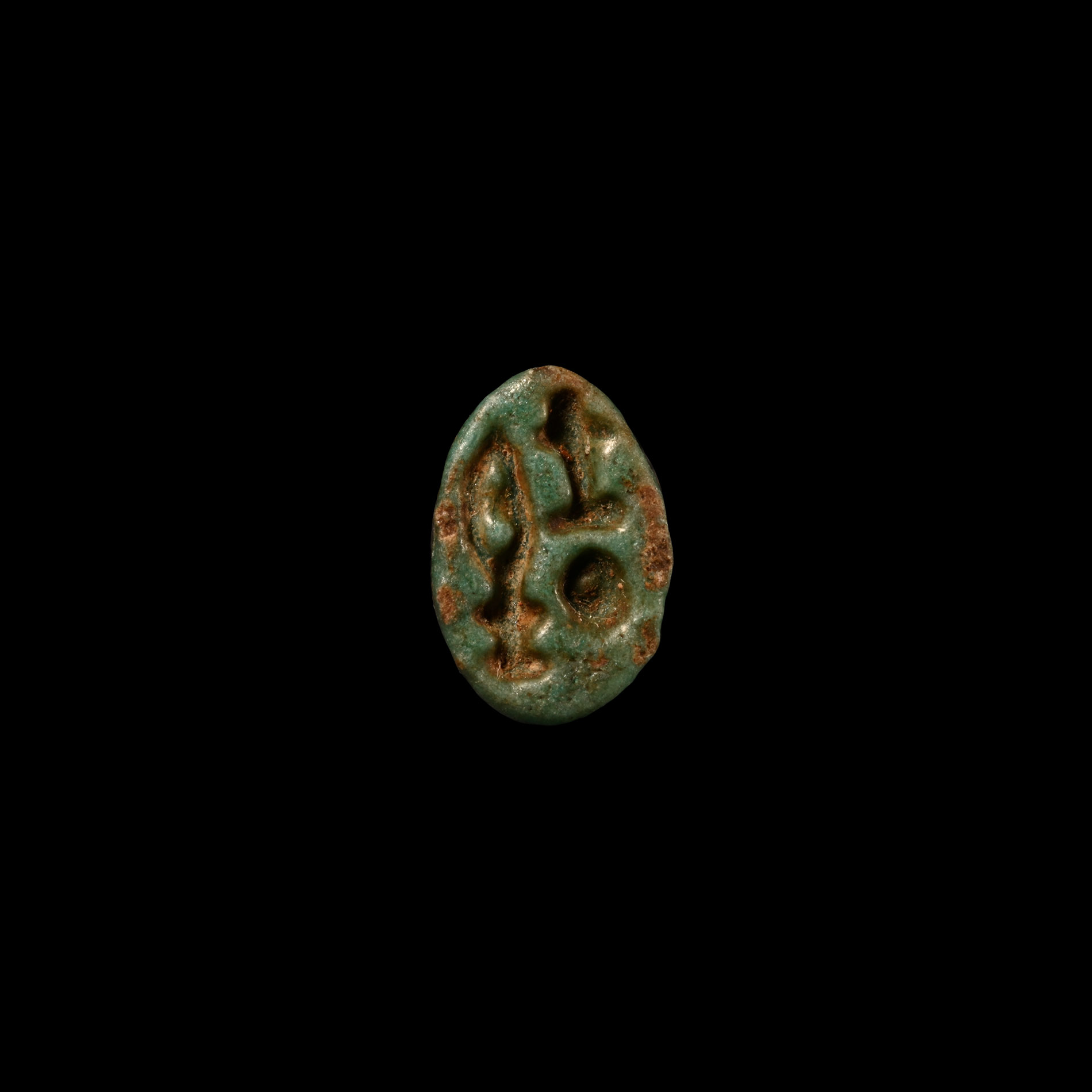 Egyptian Blue Faience Hedgehog Amulet with Hieroglyphs