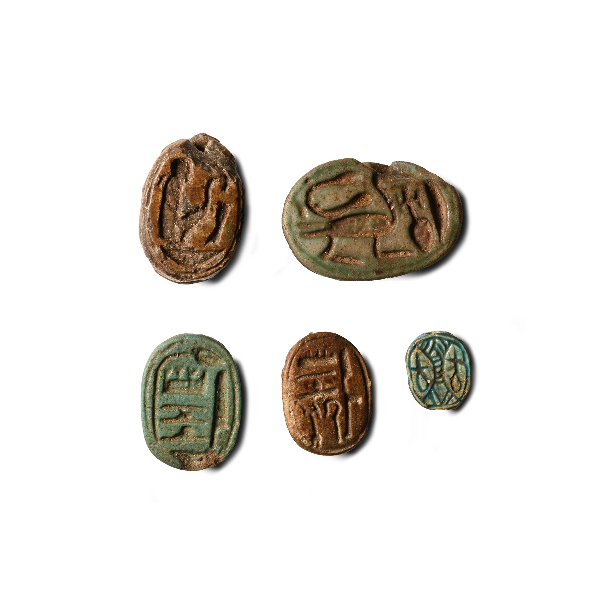Egyptian Scarab Collection with Hieroglyphs