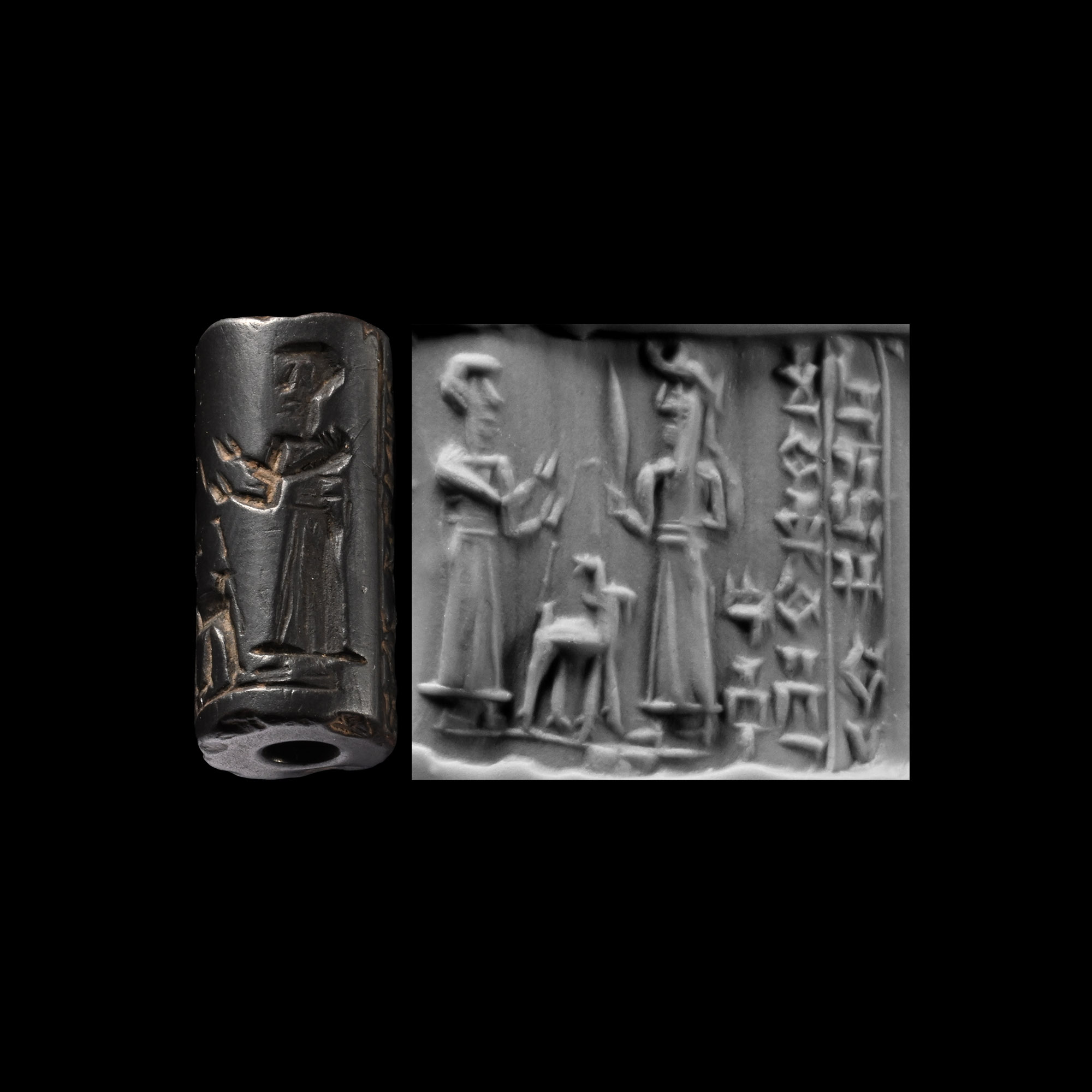 Elamite Haematite Cylinder Seal with the God Shatwak