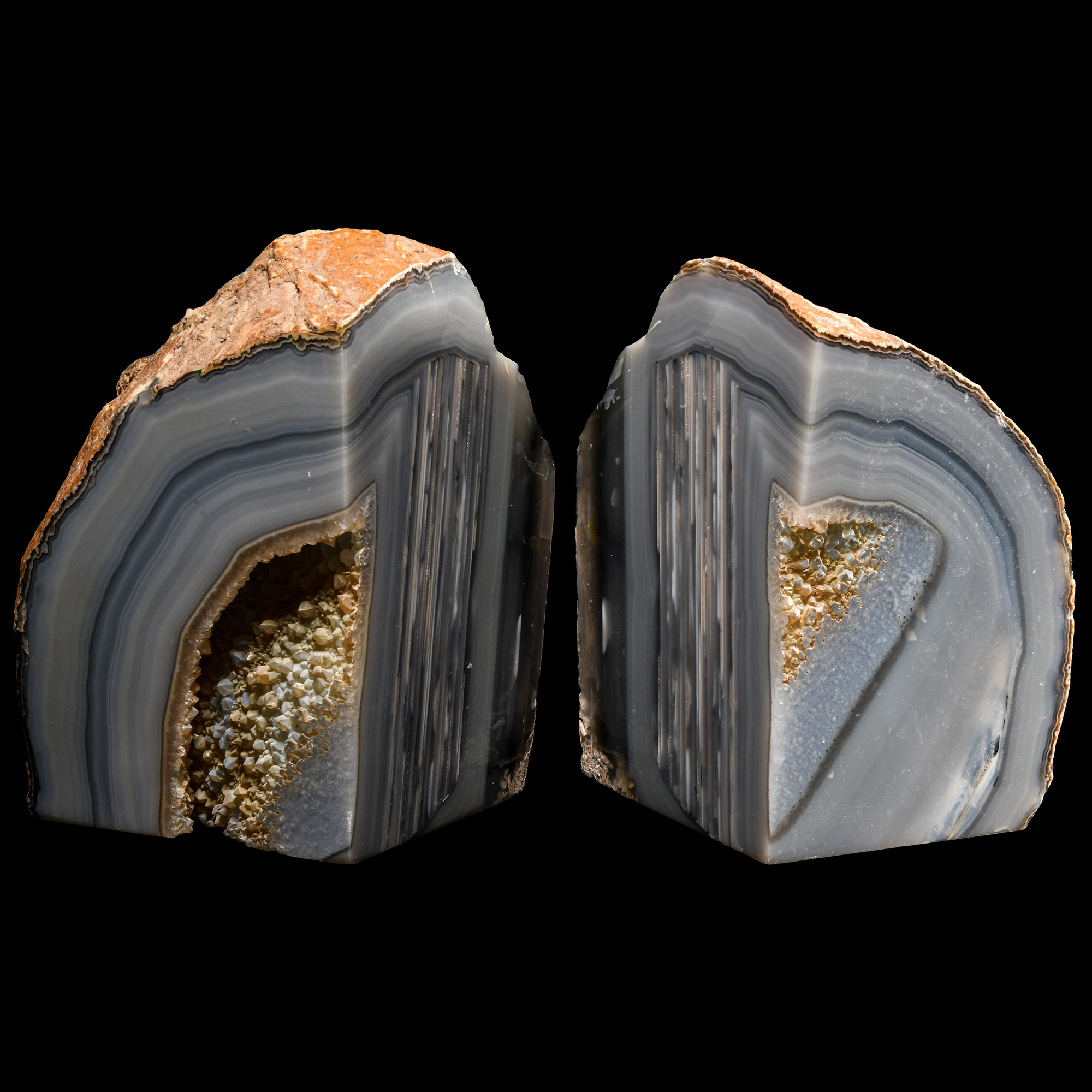 Natural History - Large Blue Agate Book End Pair