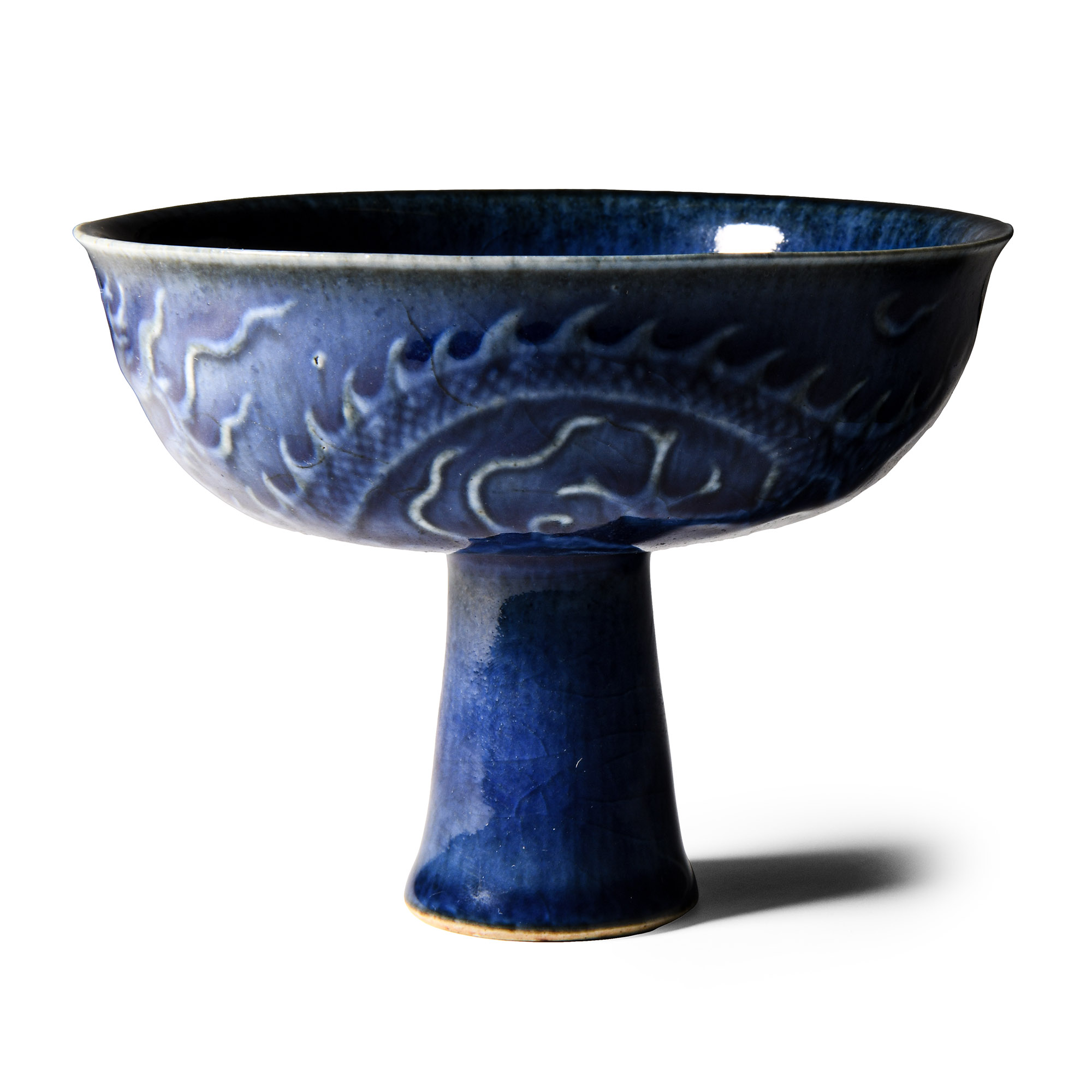 Chinese Blue Glazed Stem Cup