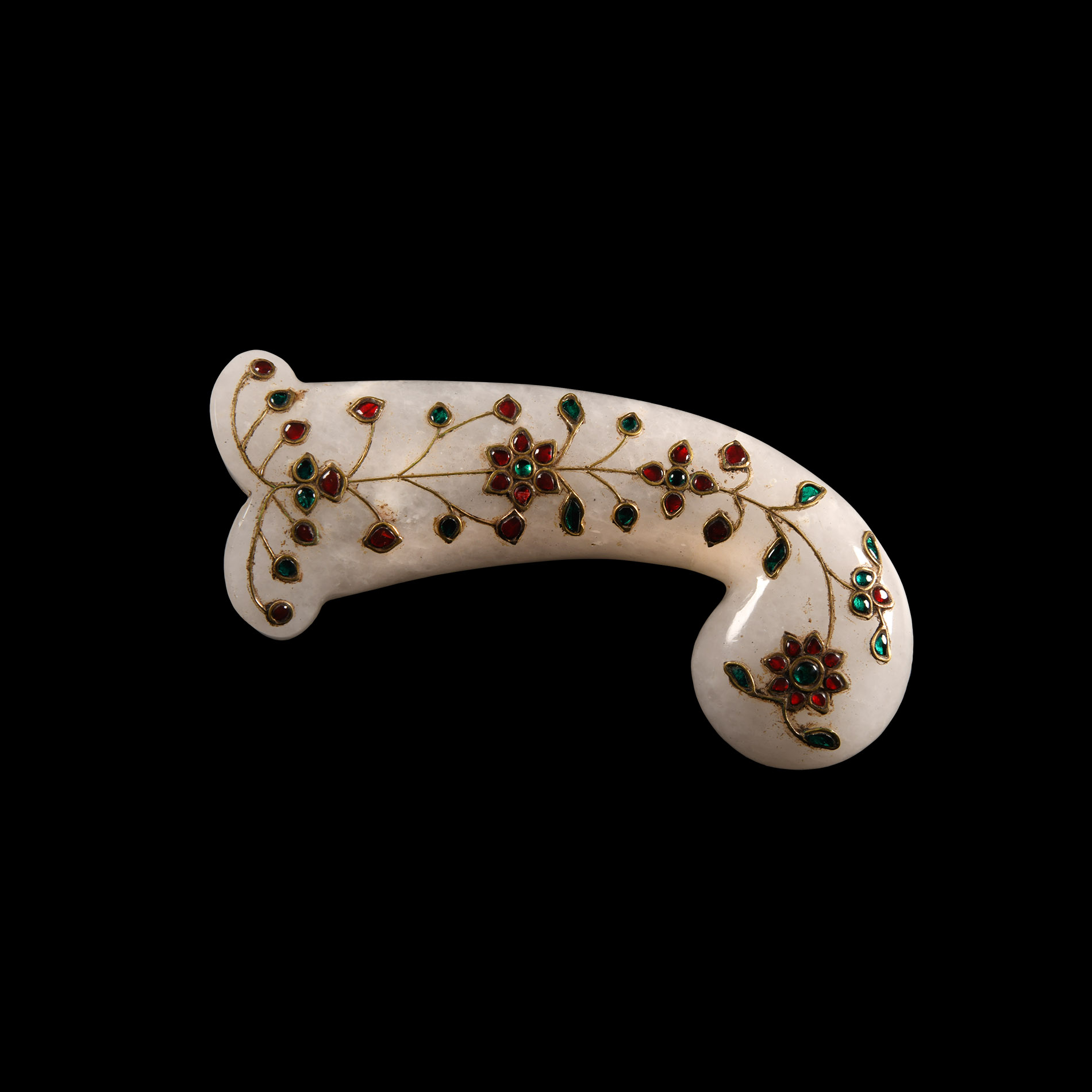 Indian Chalcedony Dagger Handle with Glass Inlays
