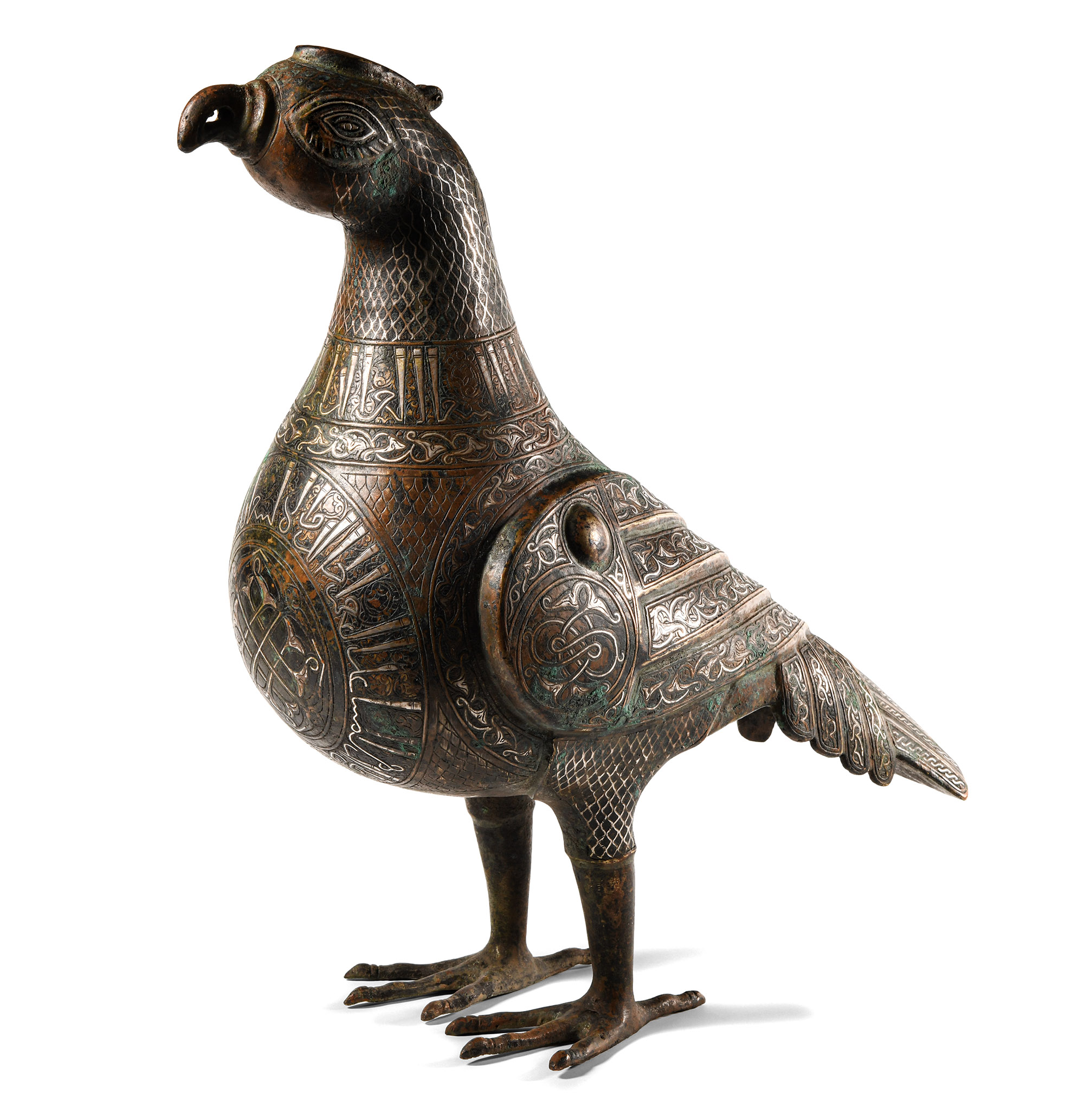 Large Silver Calligraphic Inlaid Bird