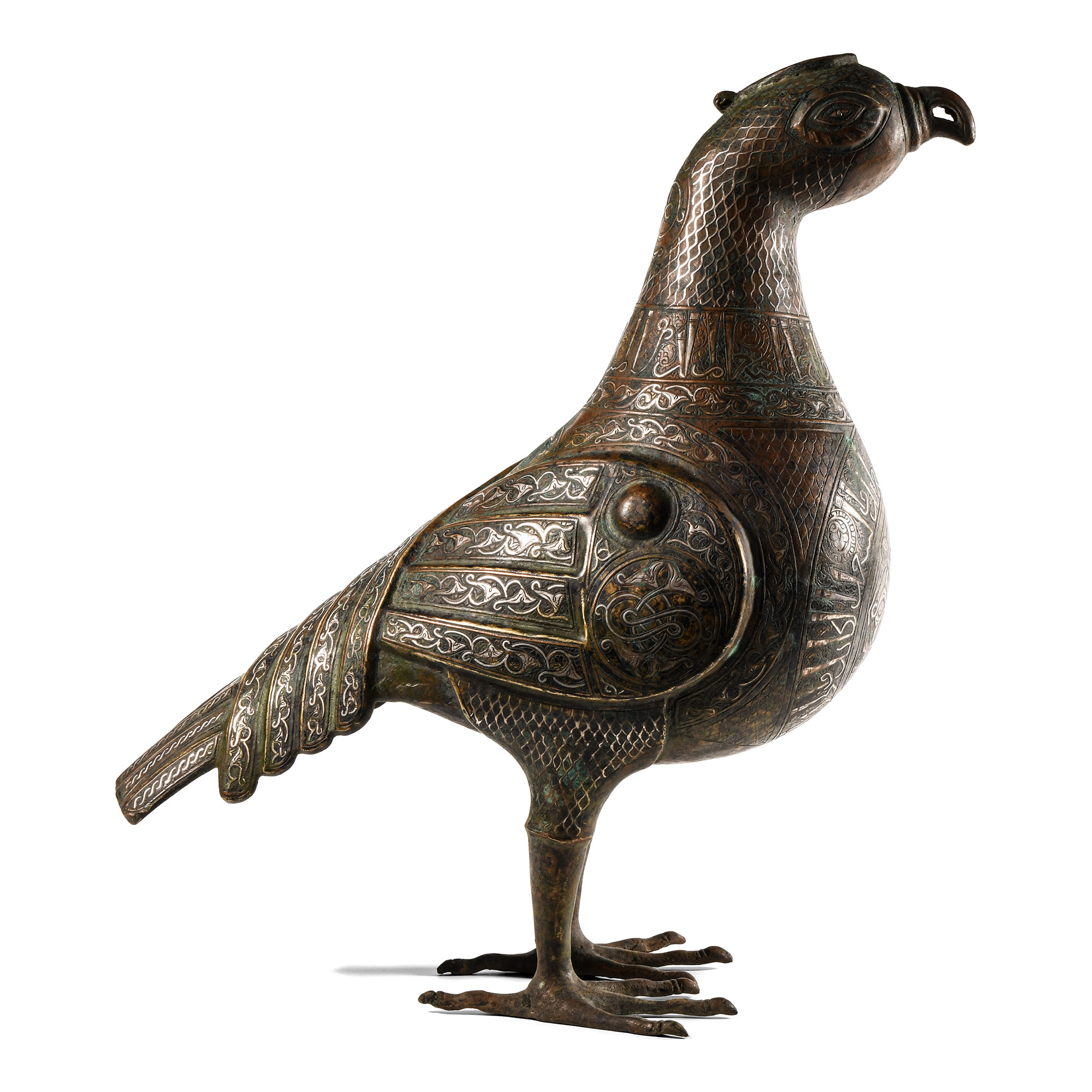 Large Silver Calligraphic Inlaid Bird