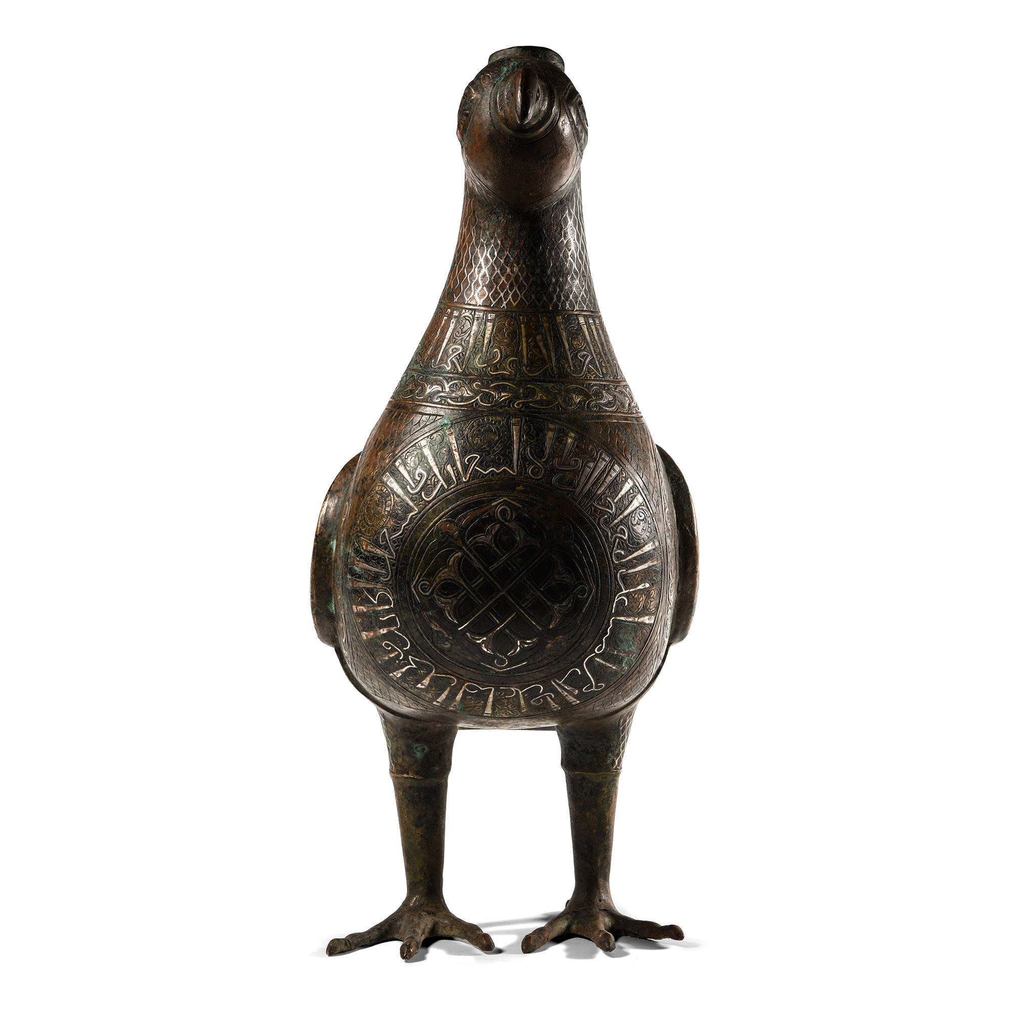 Large Silver Calligraphic Inlaid Bird