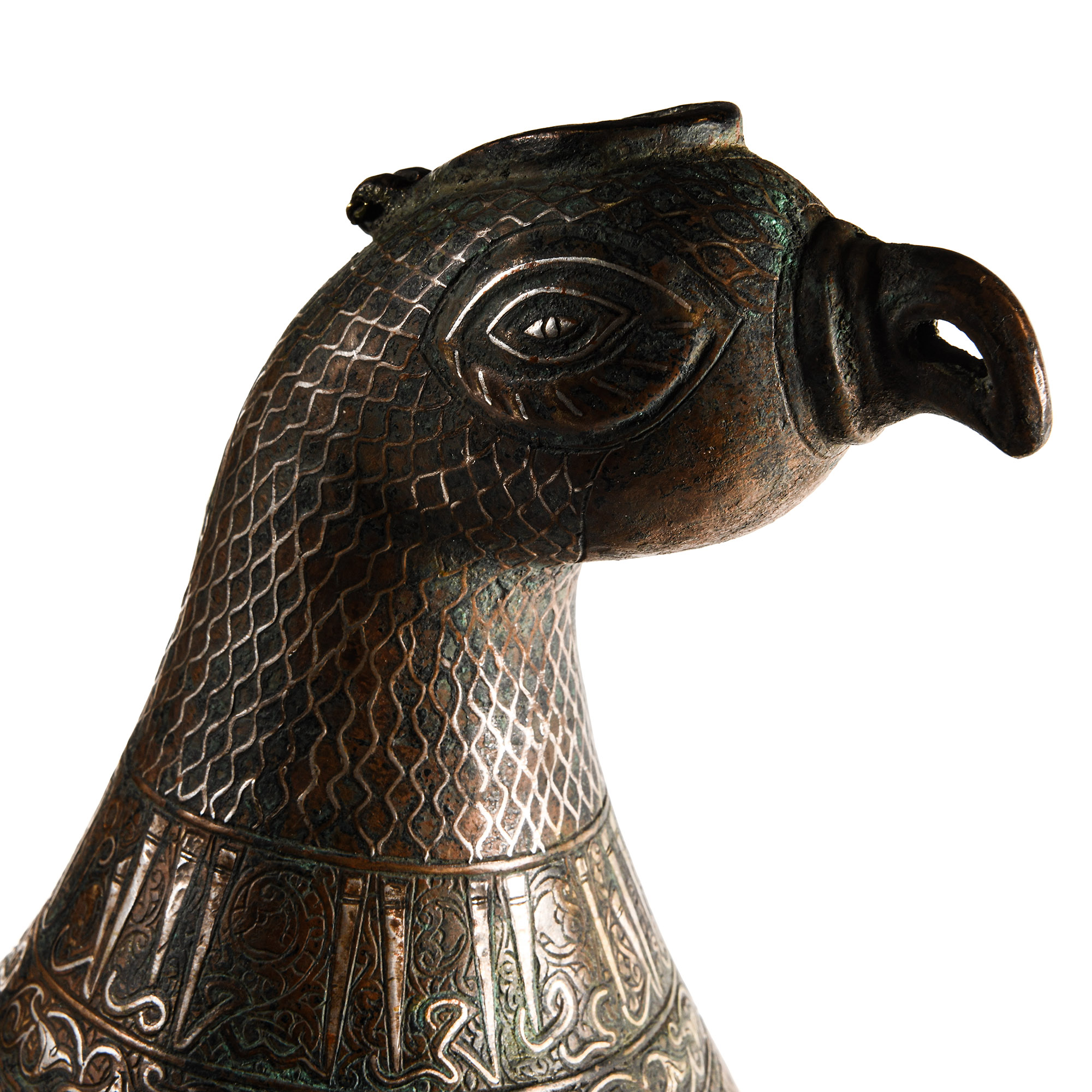 Large Silver Calligraphic Inlaid Bird