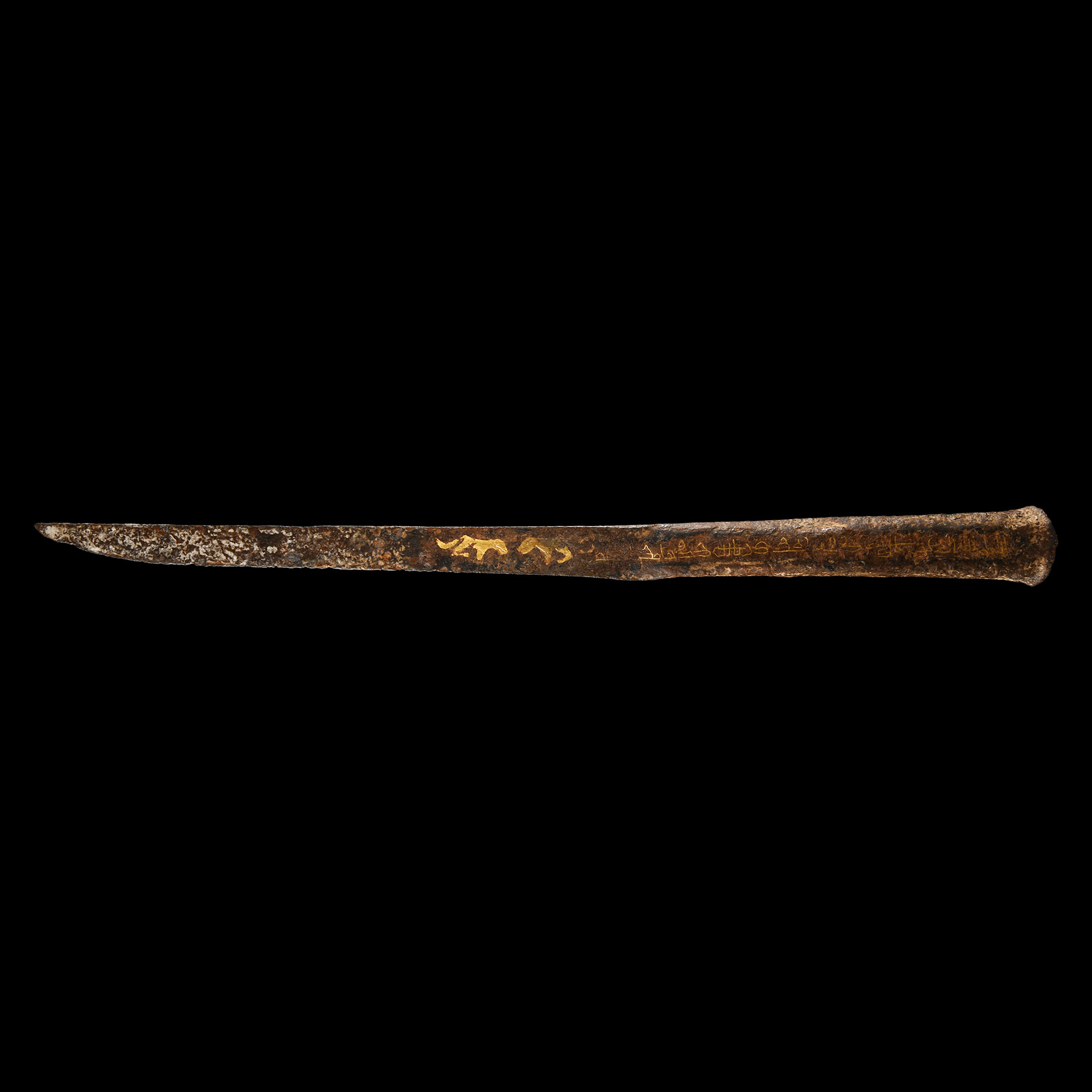 Ghaznavid Iron Knife with Calligraphic Inlays