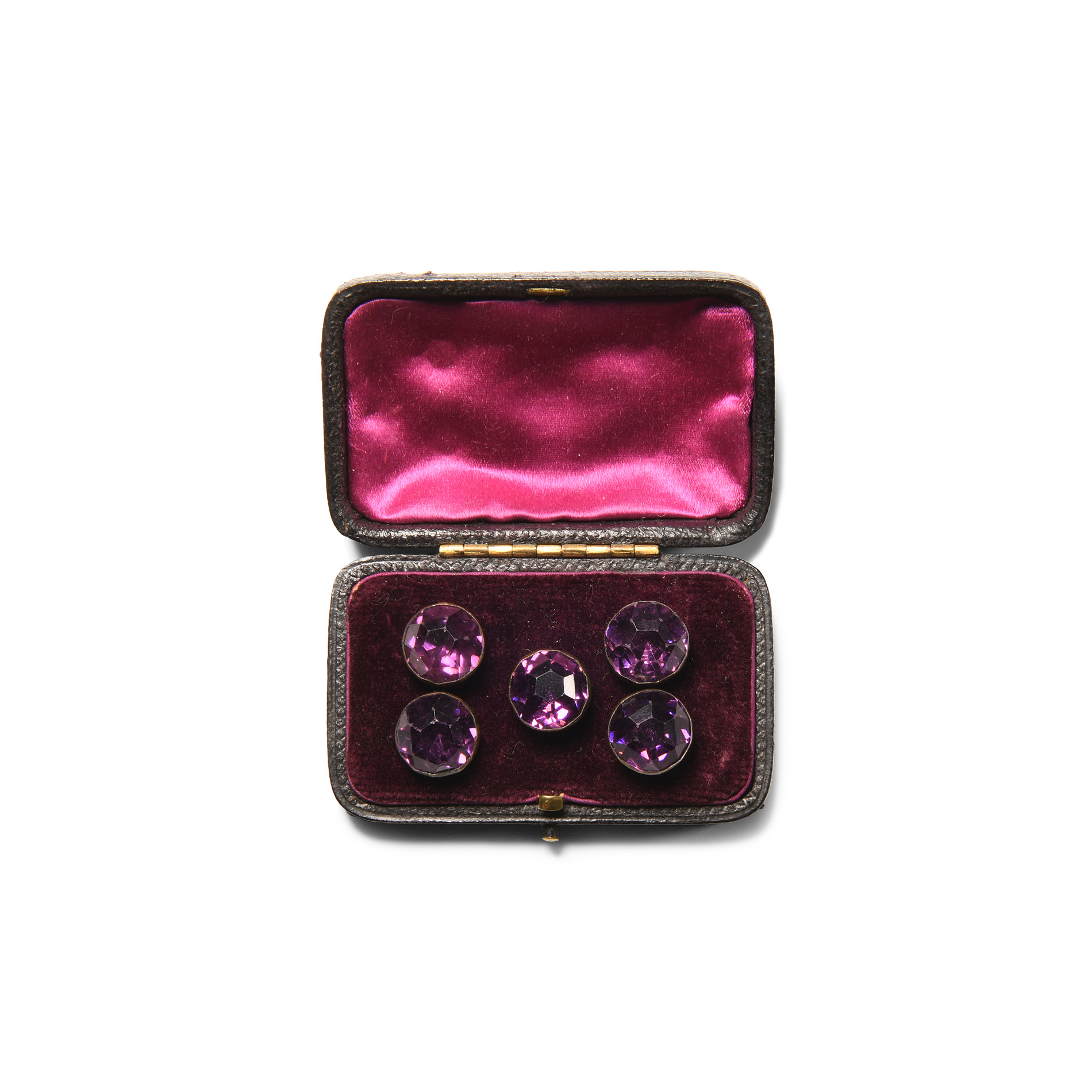 Victorian Silver Button Set with Cut Gems