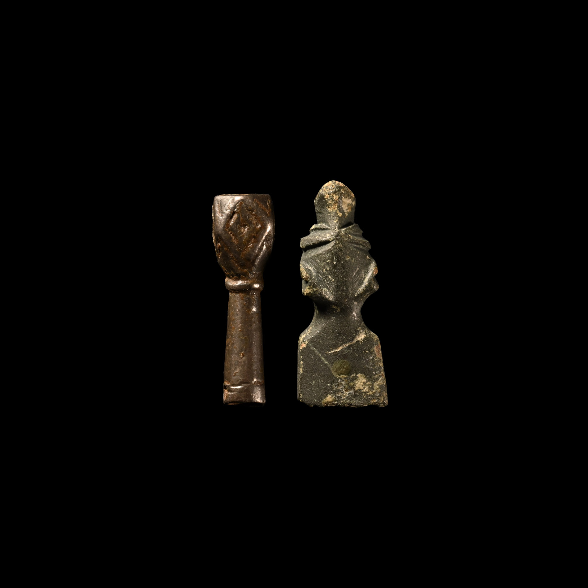 Viking Silver Pin Finial and Medieval Bronze Animal Head