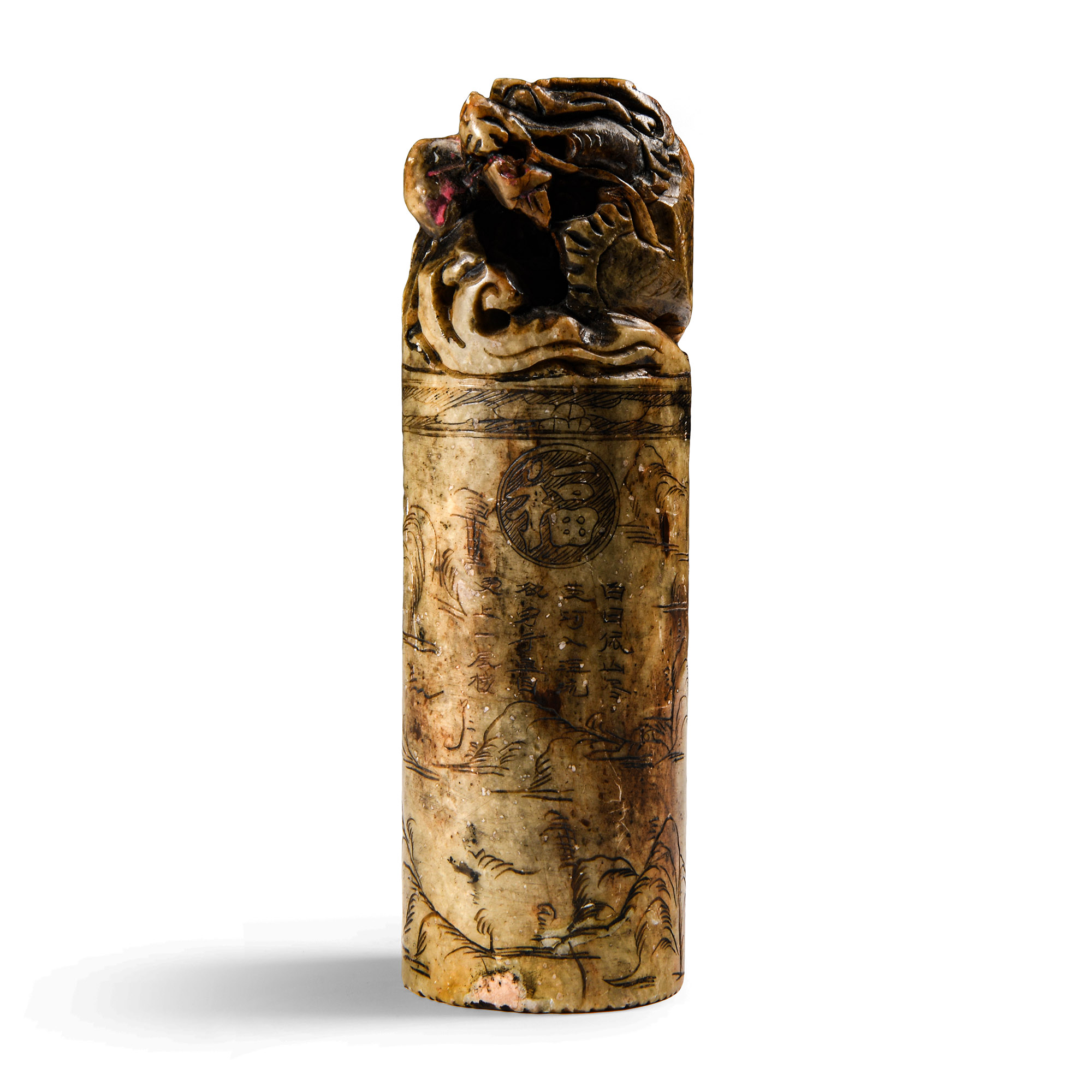 Chinese Columnar Stone Seal with Beast