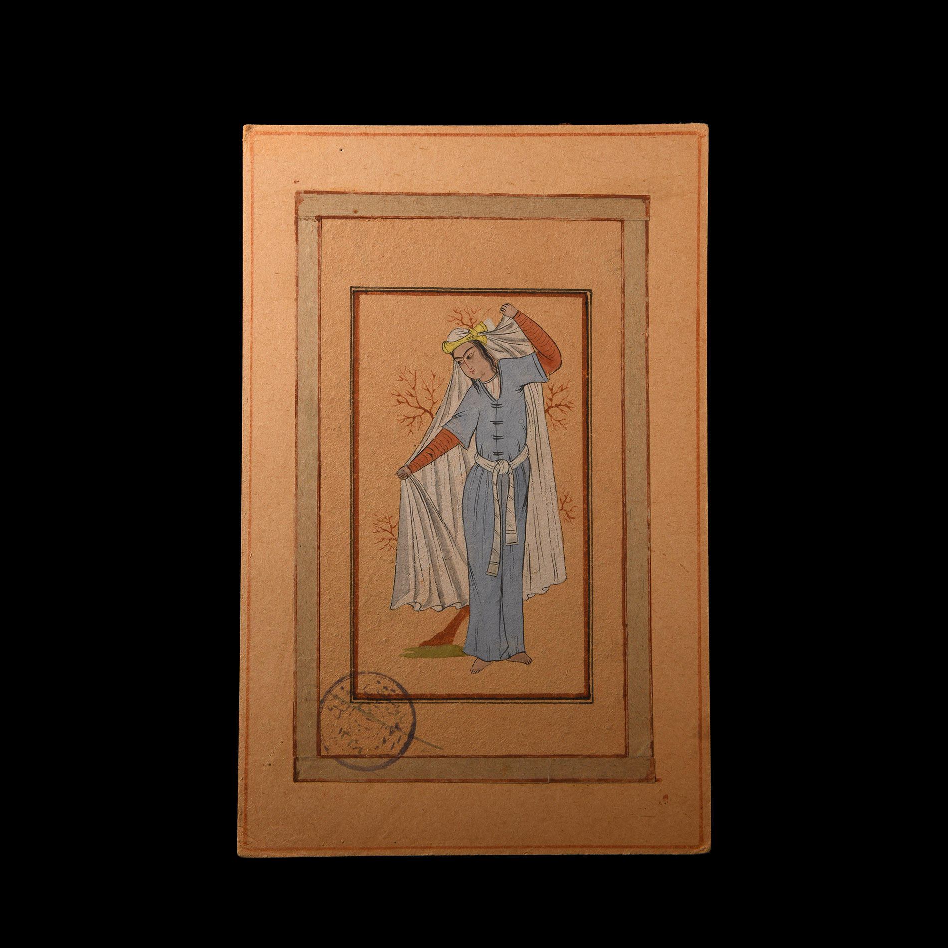 Indo-Persian Watercolour Painting with Lady