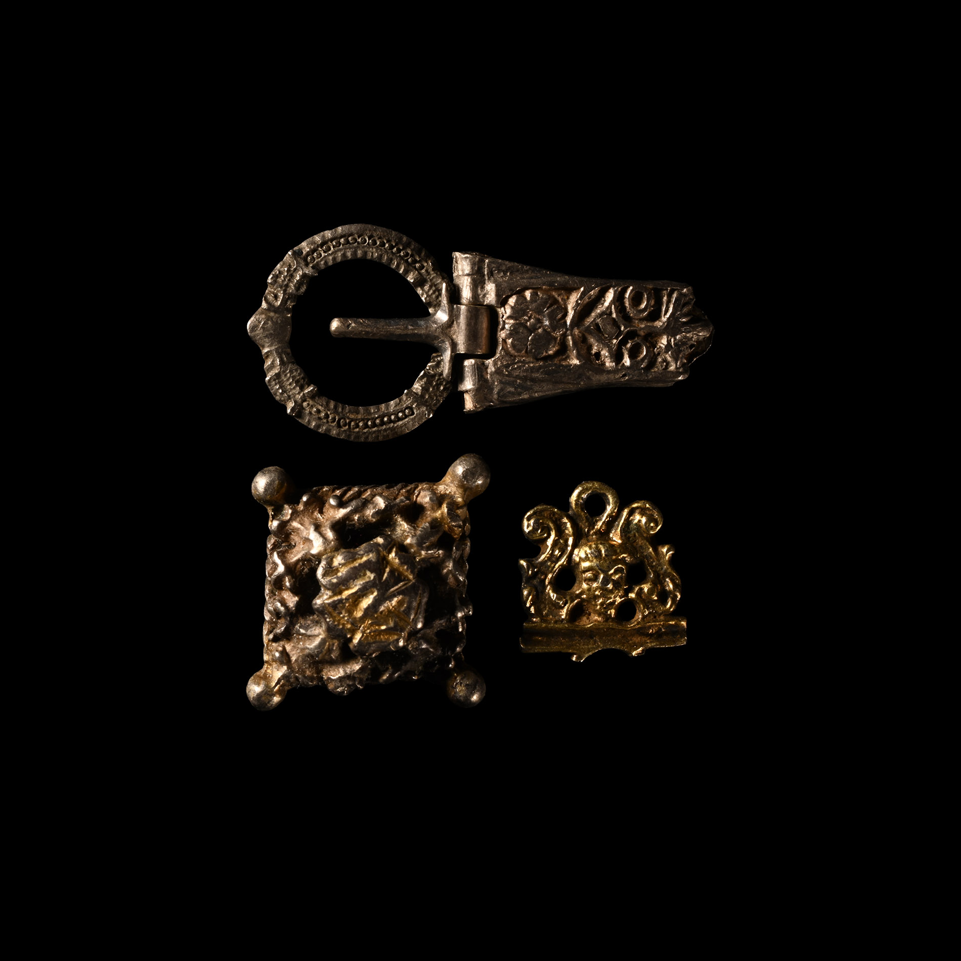 Medieval Silver-Gilt Fitting Group