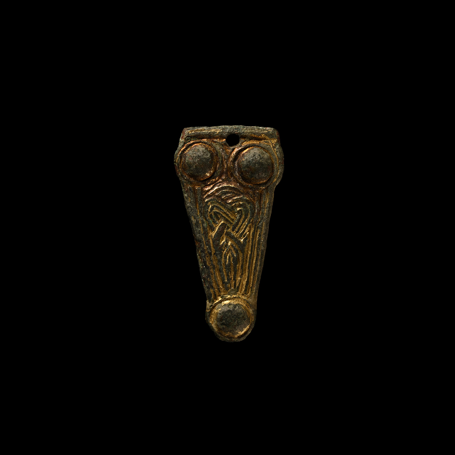 Anglo-Saxon Gold Chip-Carved Buckle Plate