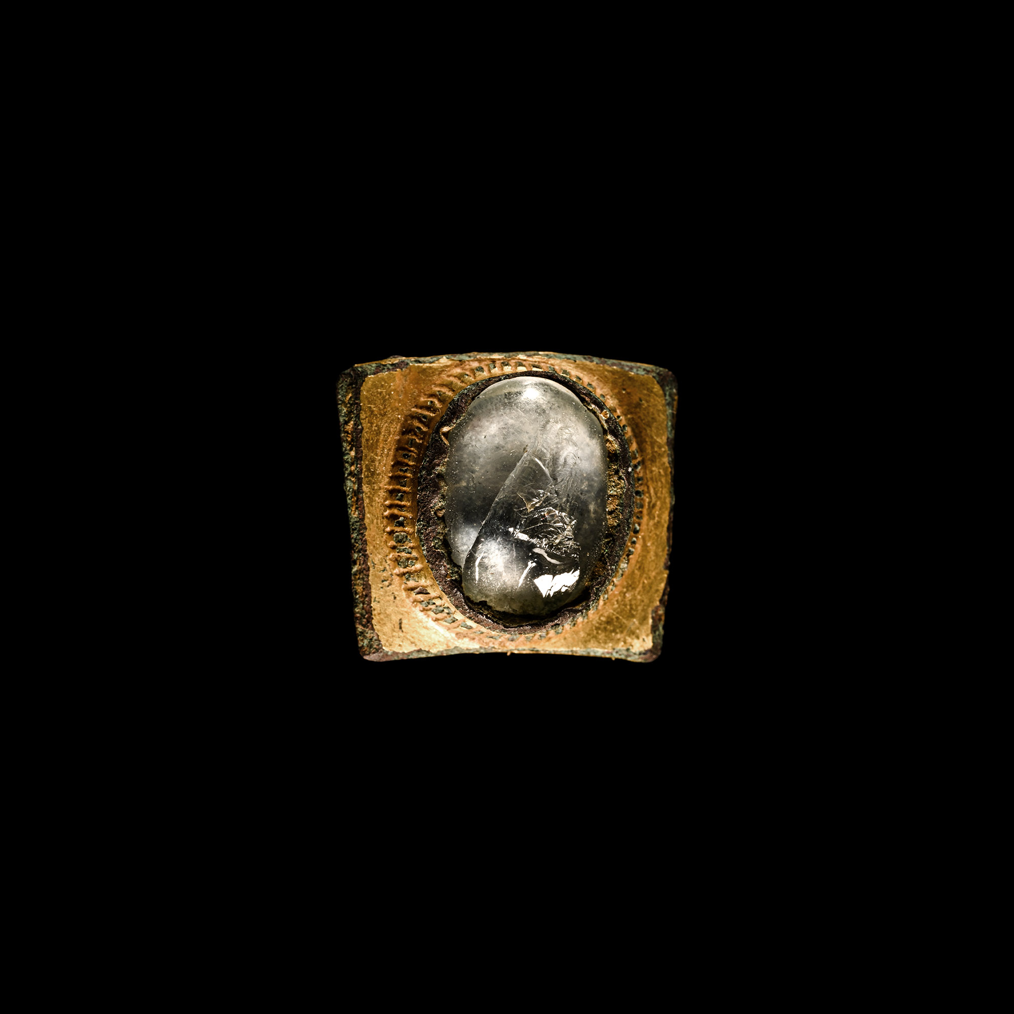 Anglo-Saxon Gilt Mount with Crystal Cabochon