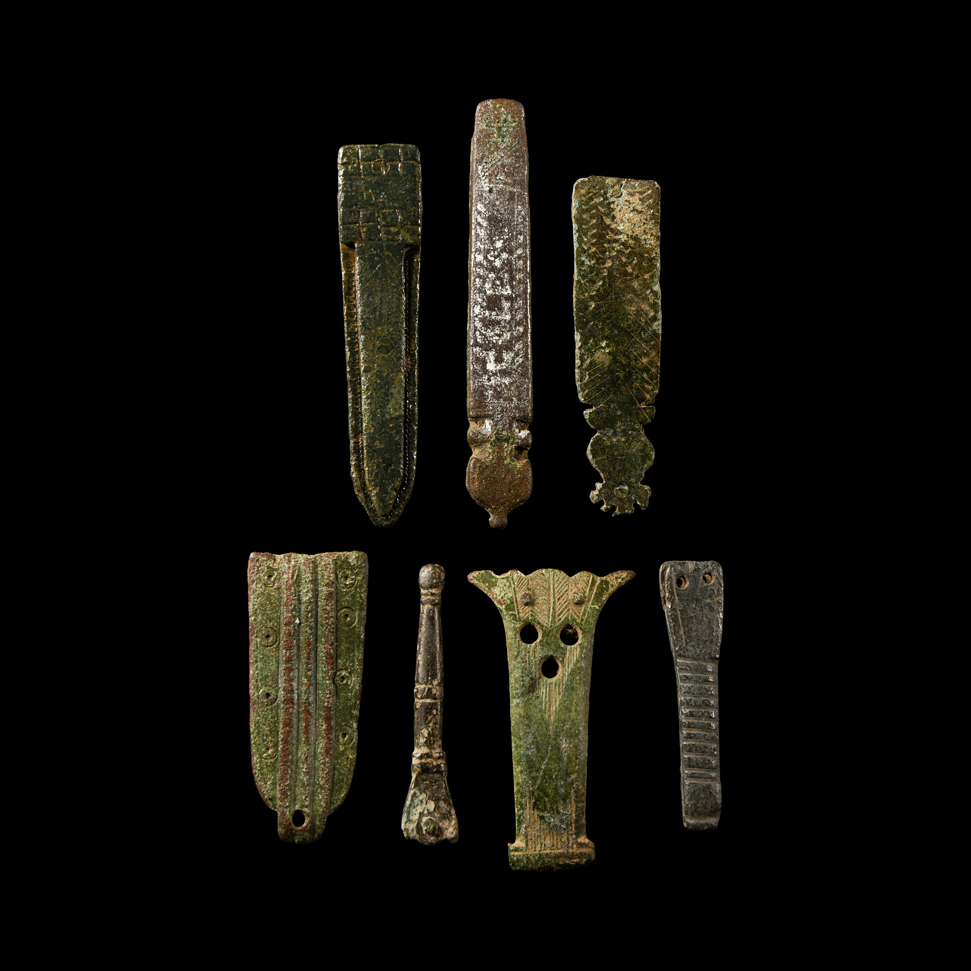 Medieval Bronze Strap End Group