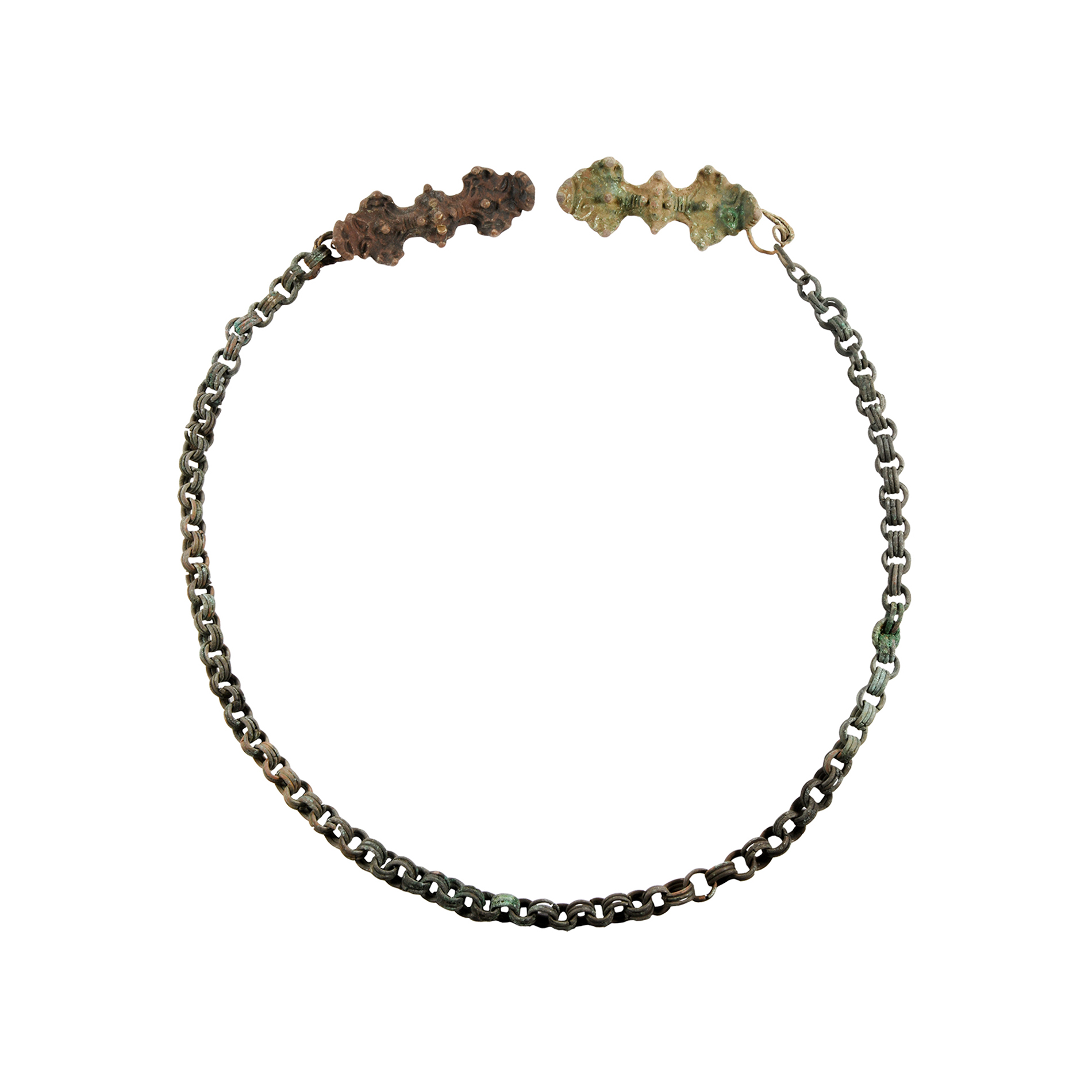 Viking Age Bronze Chained Equal-Arm Brooch Set