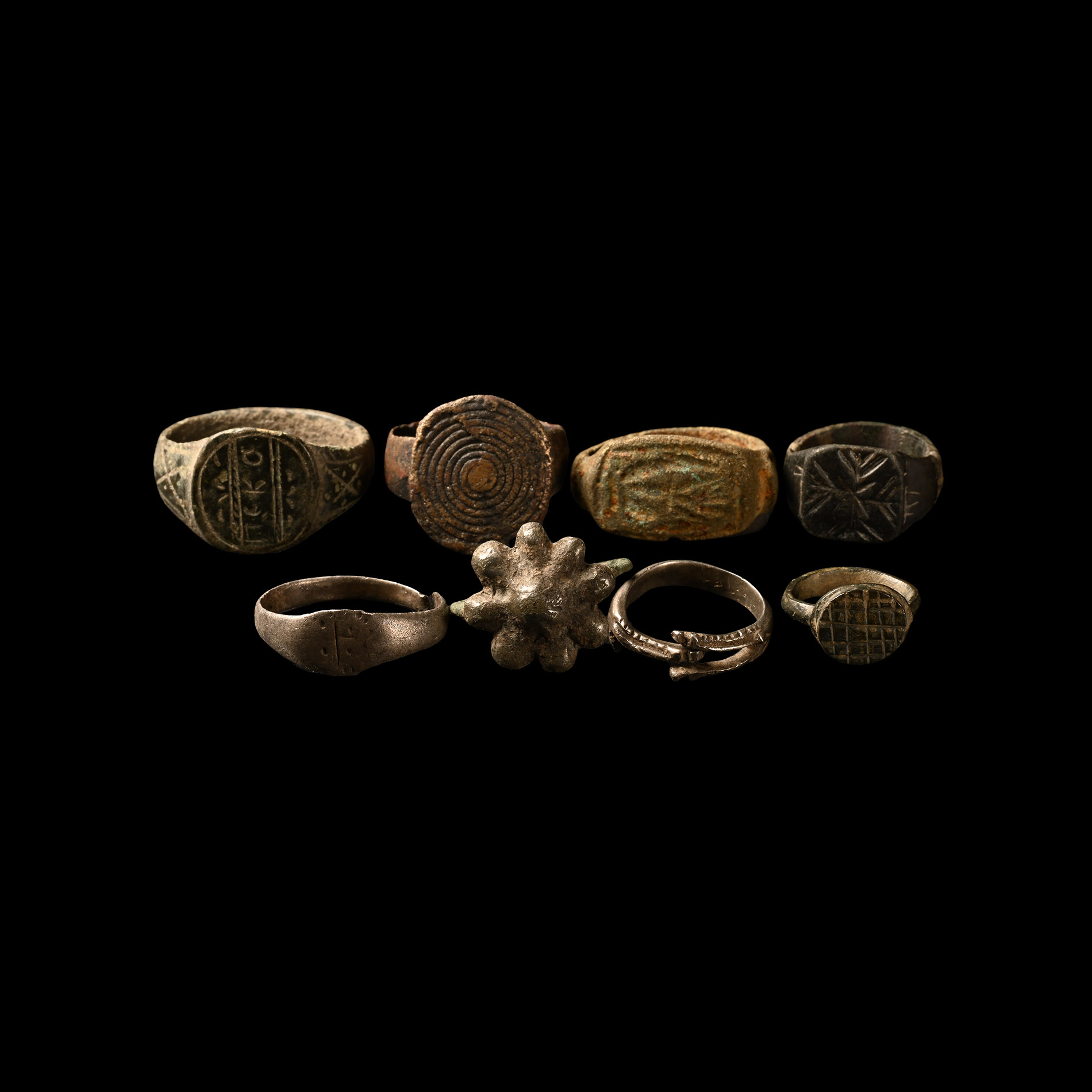 Roman and Byzantine Bronze and Silver Ring Group