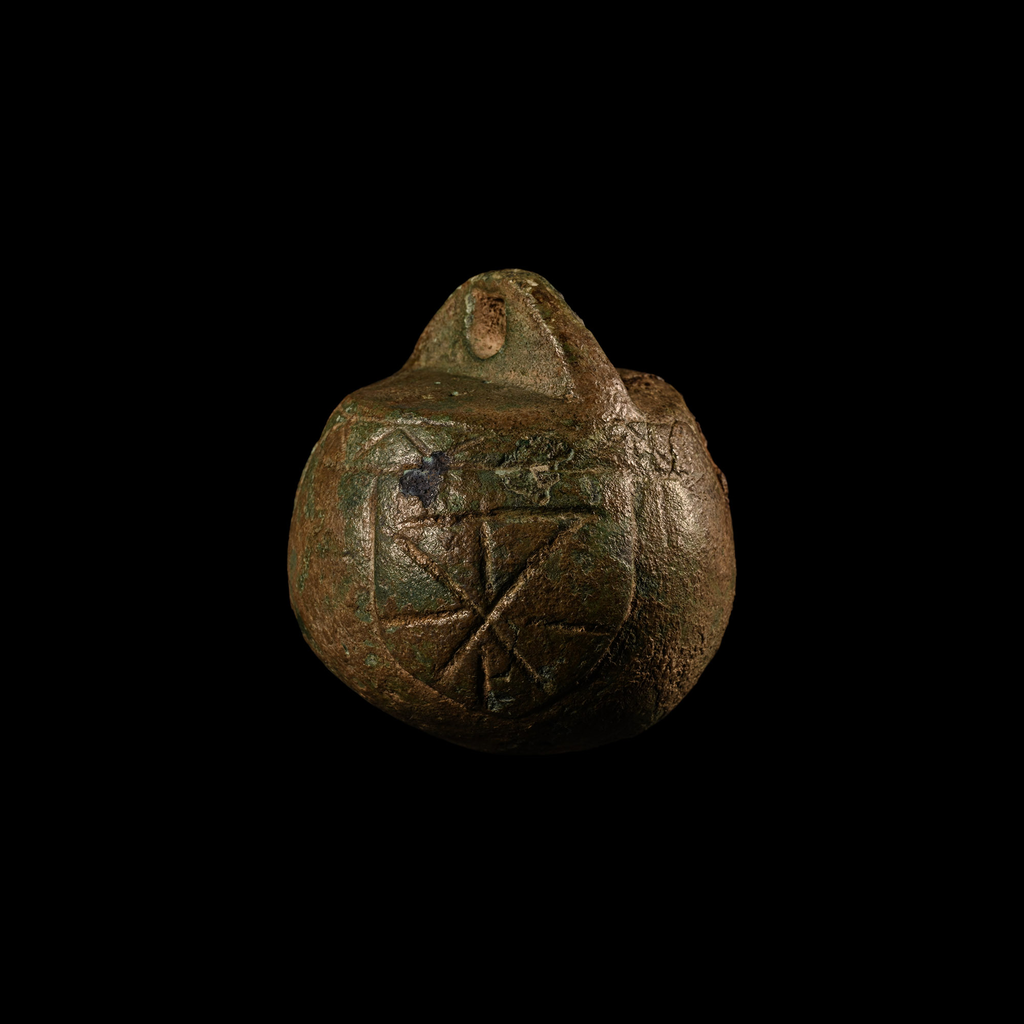 Medieval Bronze Steelyard Weight with Heraldic Shields