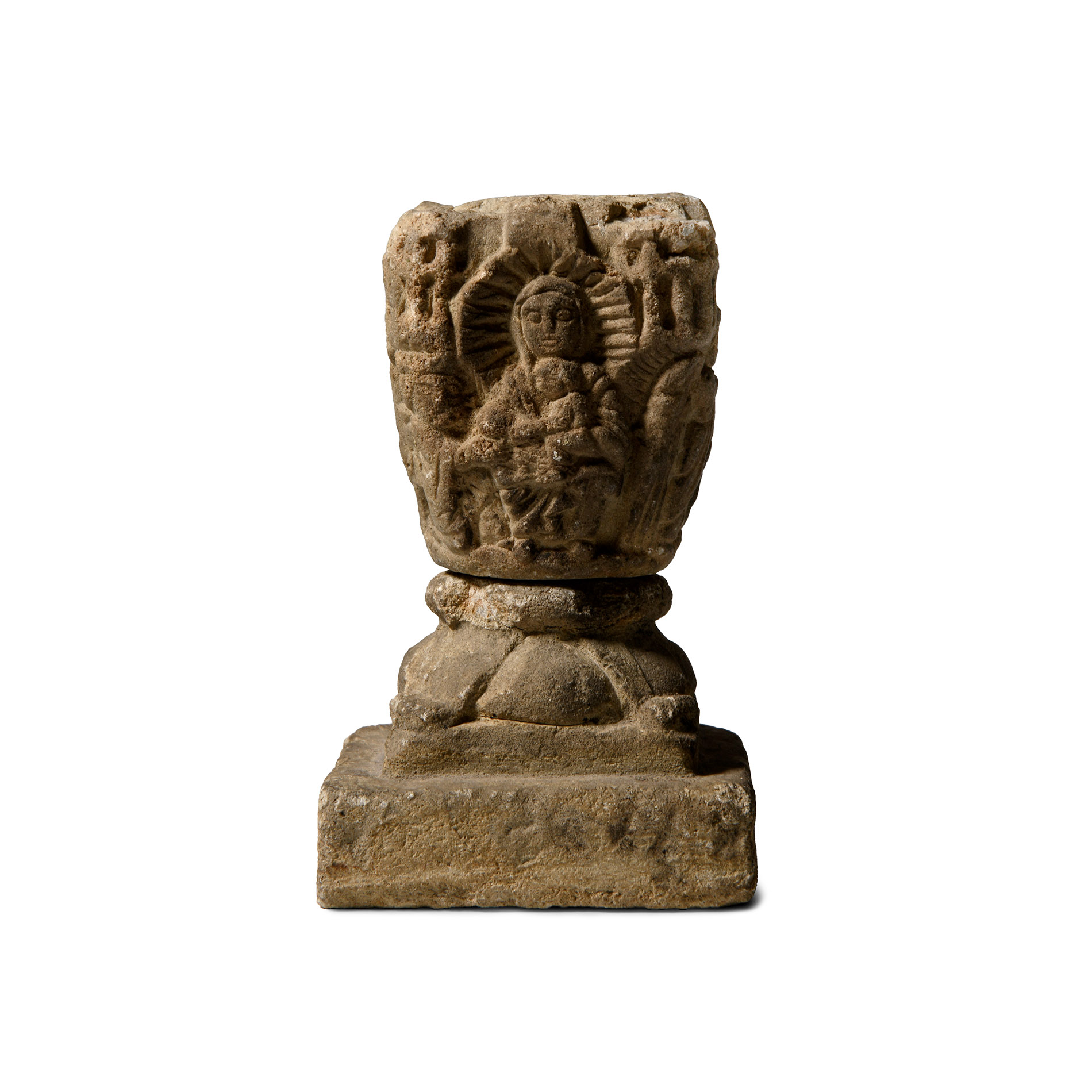 Medieval Limestone Finial with Scenes from the Nativity