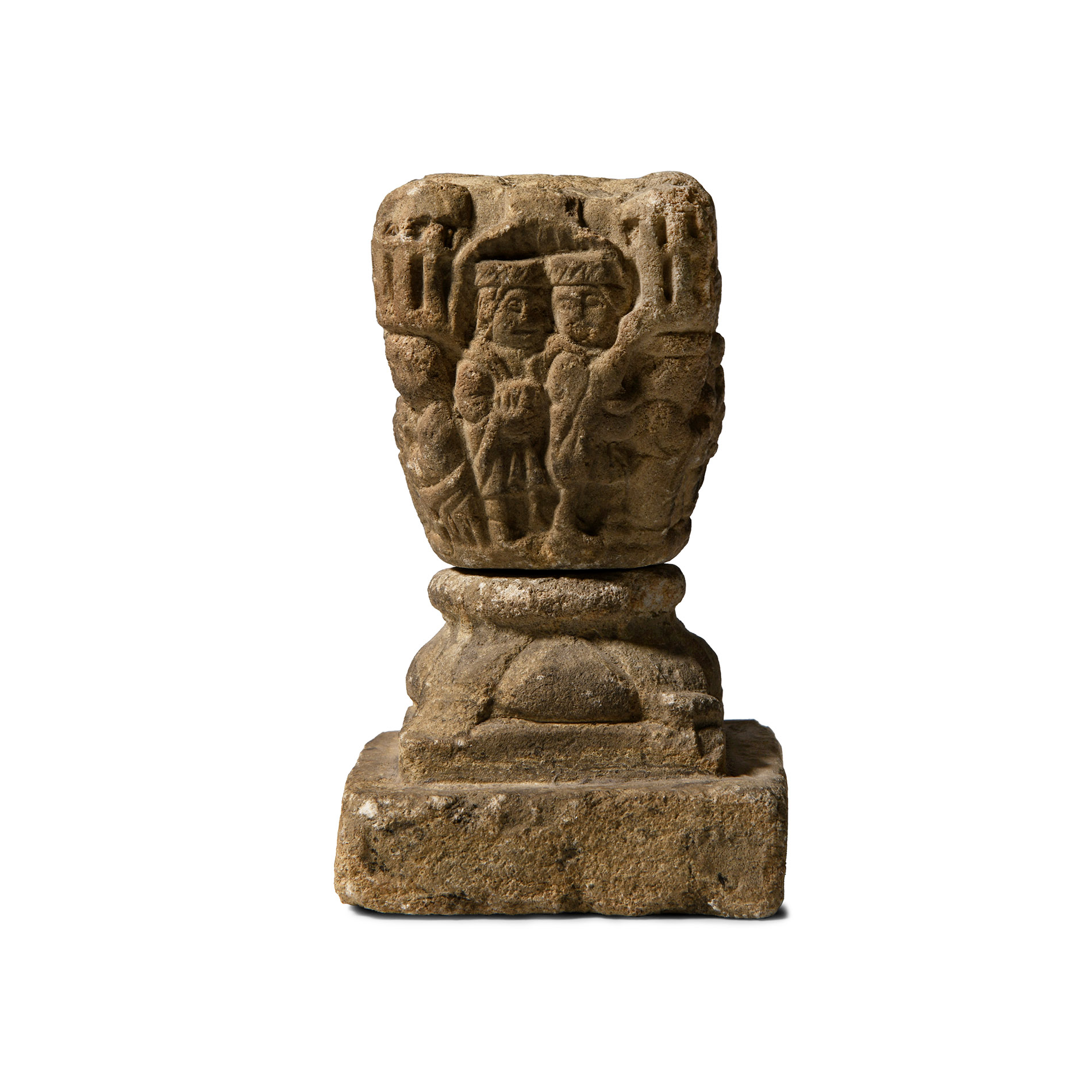 Medieval Limestone Finial with Scenes from the Nativity