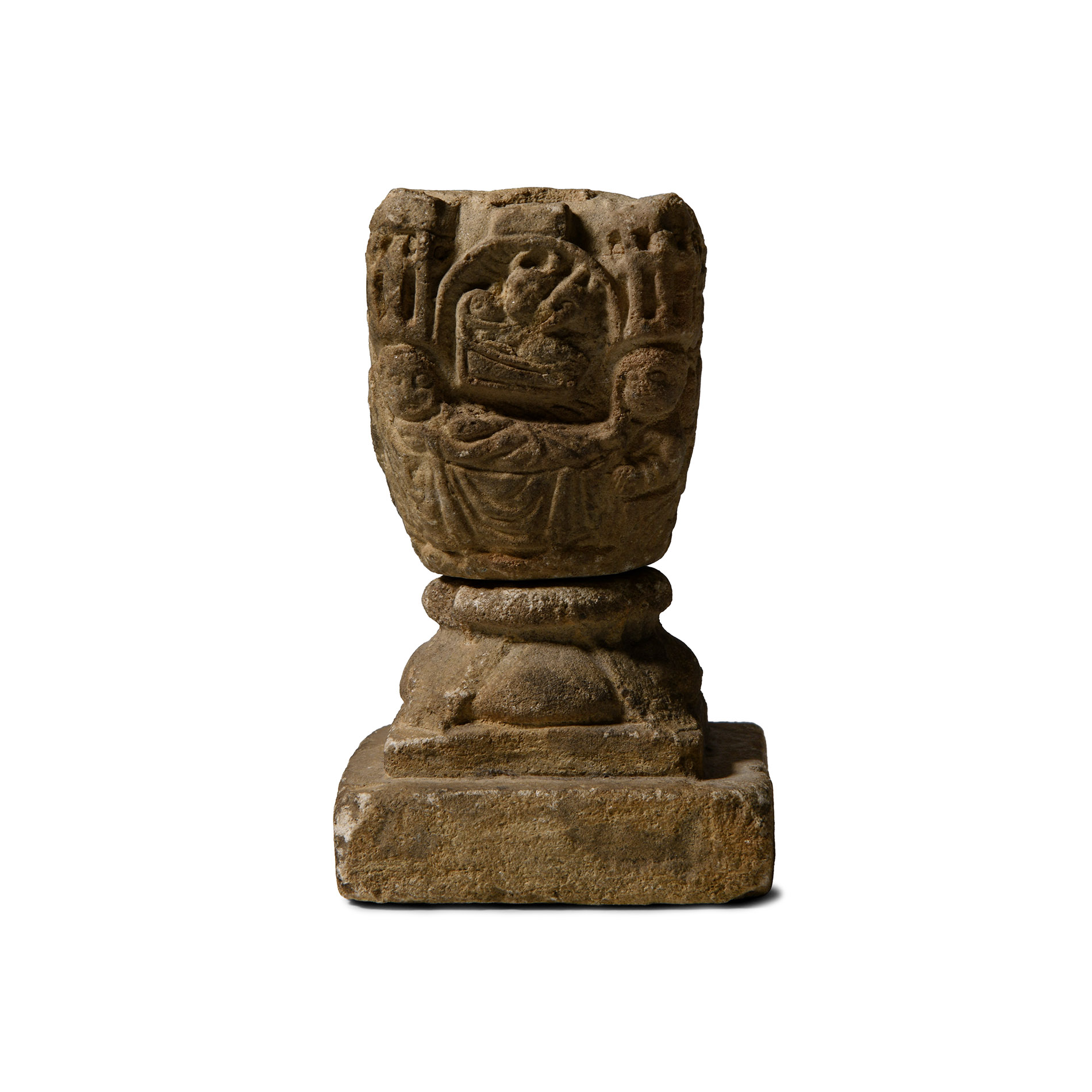 Medieval Limestone Finial with Scenes from the Nativity
