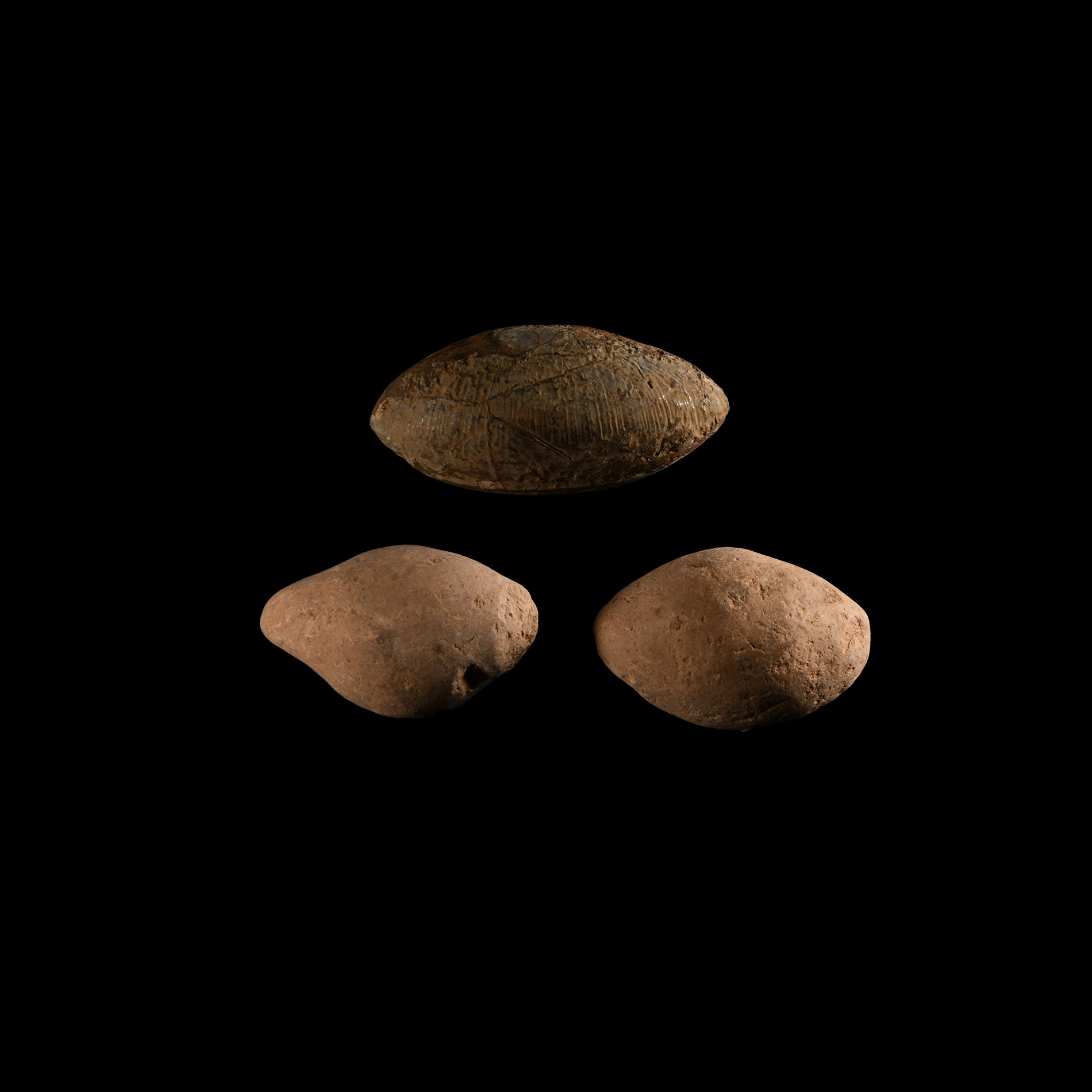 Roman Baked Clay Slingshot Group