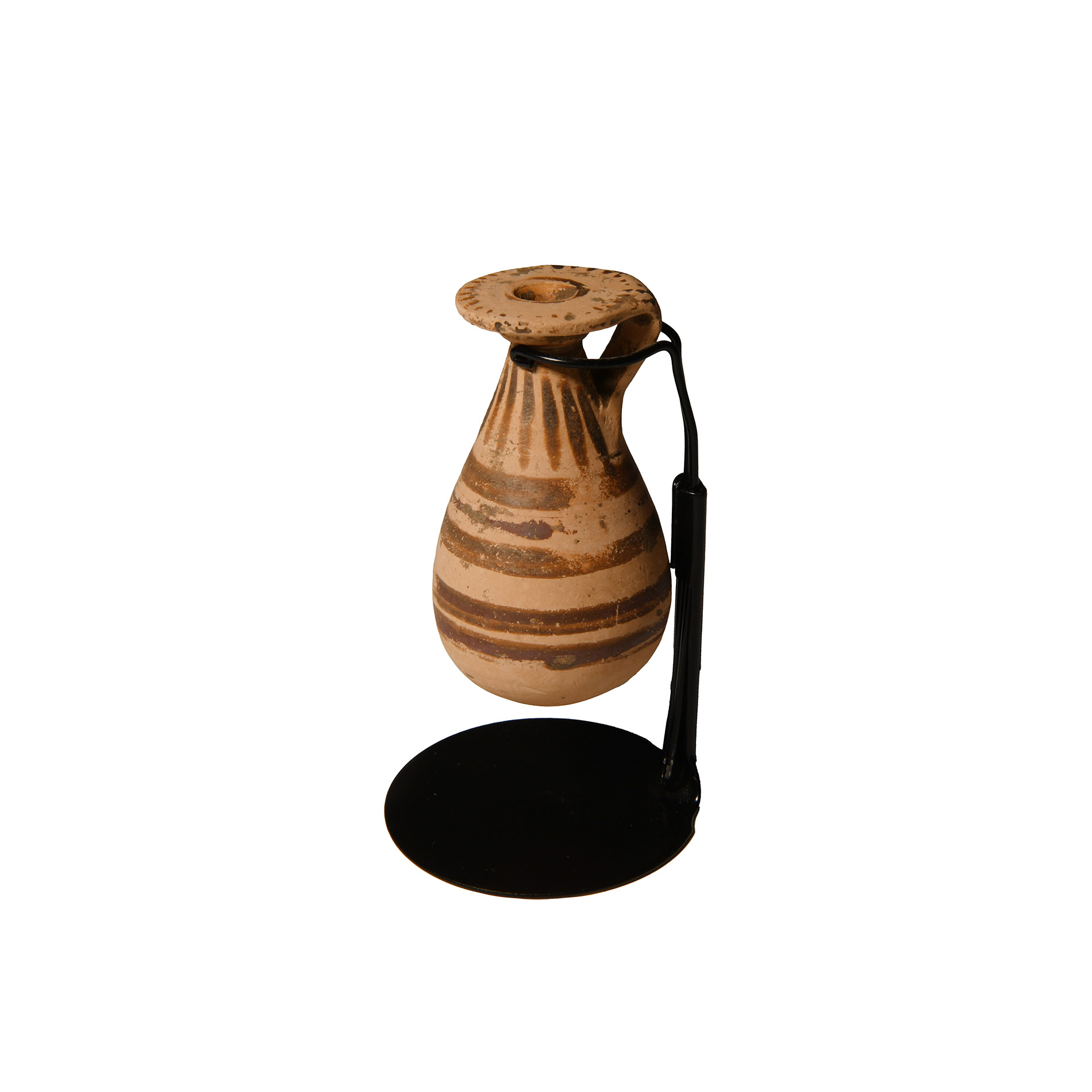 Greek Corinthian Ceramic Alabastron with Geometric Design