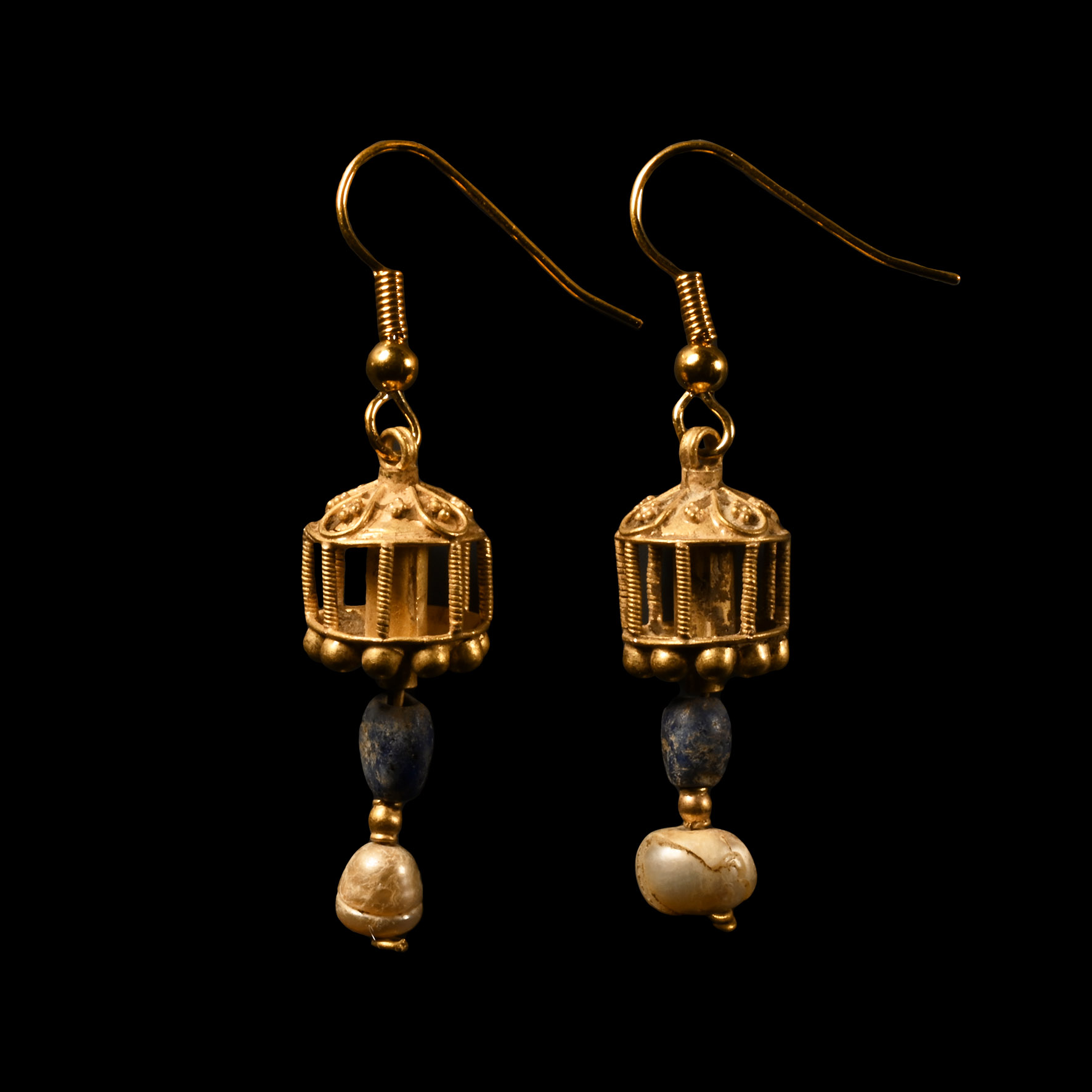 Roman Gold Earring Pair with Modern Clasps