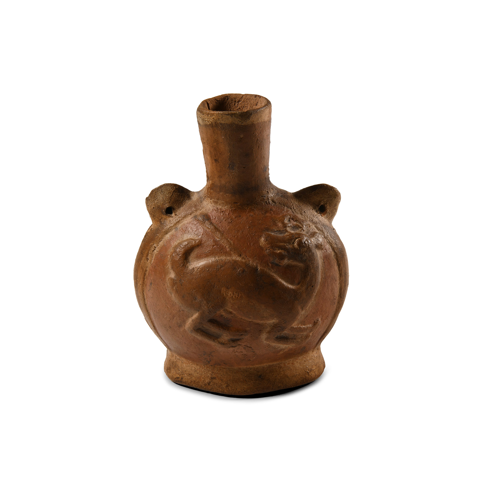 Pre-Columbian Moche Ceramic Vessel Showing a Hunted Deer
