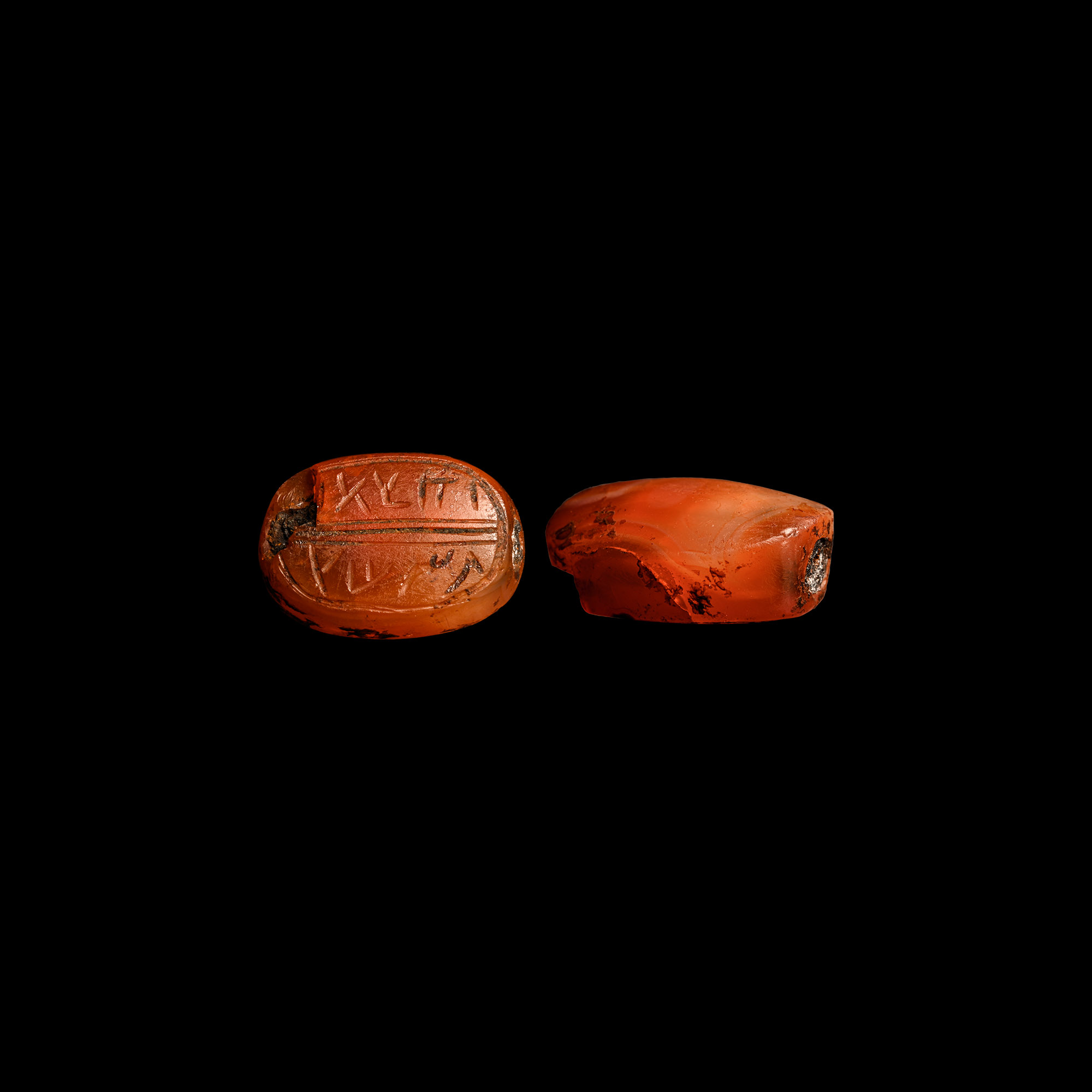 Phoenician Carnelian Scaraboid with Semitic Inscription